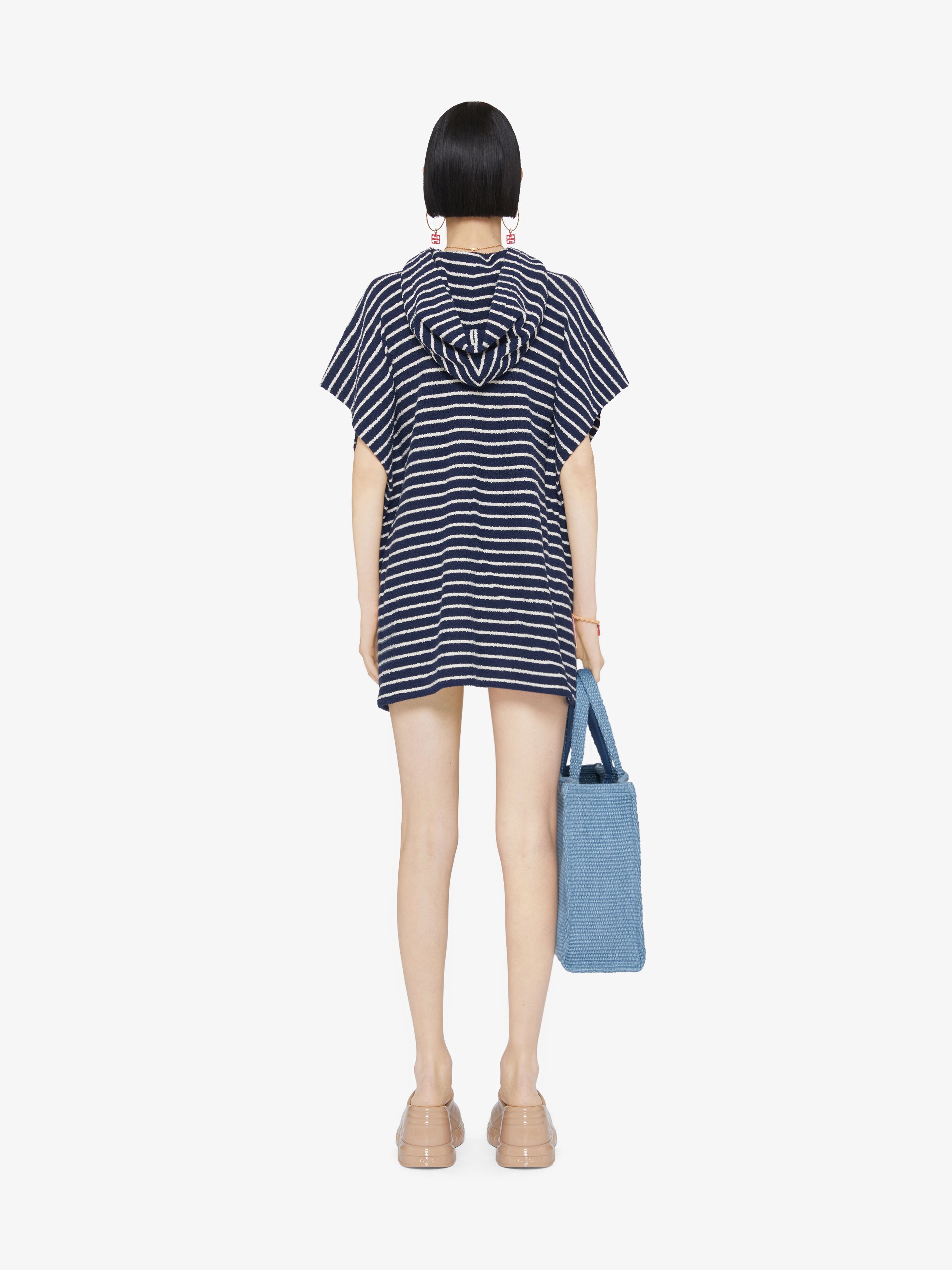 STRIPED PONCHO IN COTTON TOWELLING WITH 4G DETAIL - 4