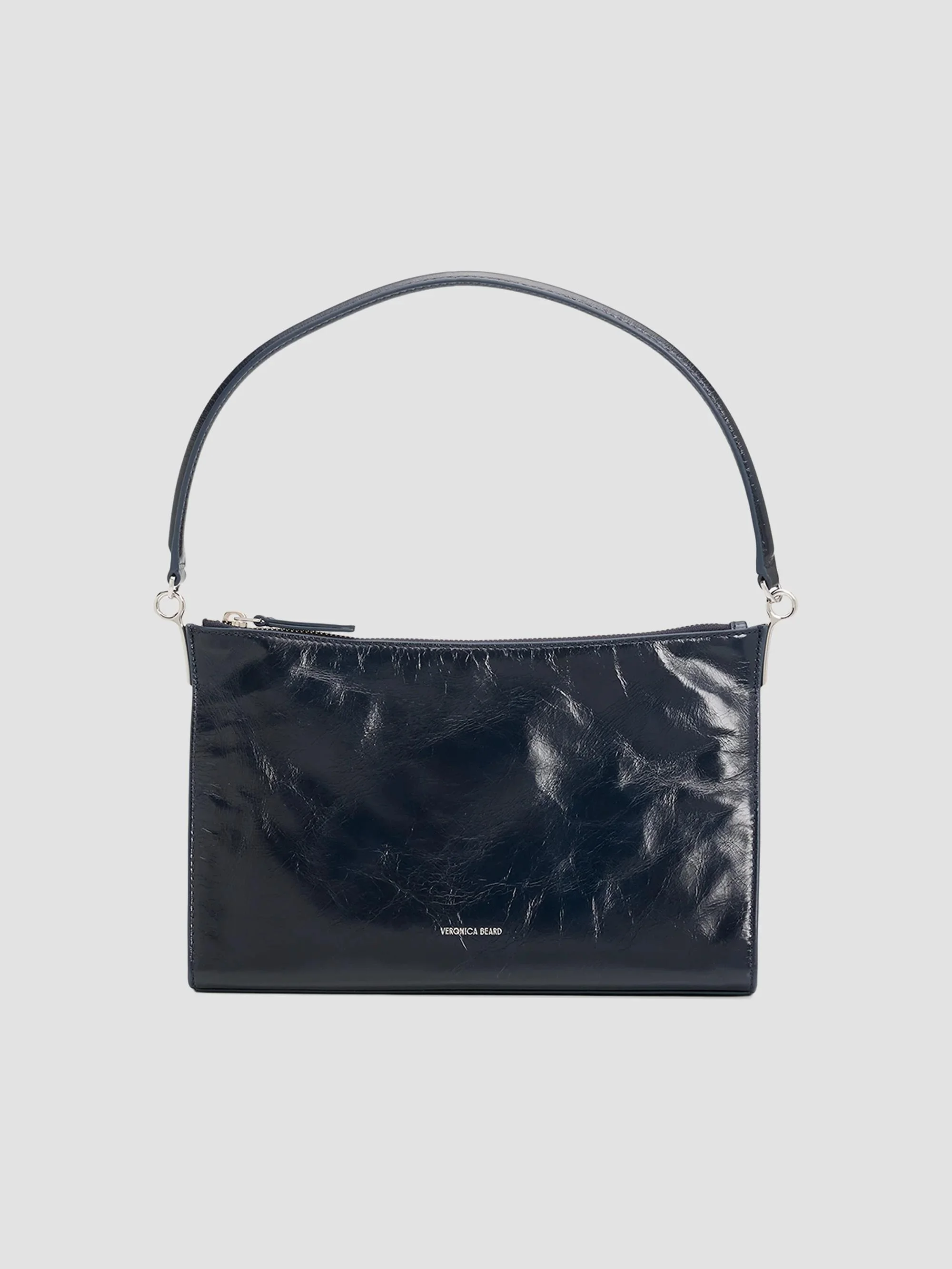 Women's Small Crinkle Leather Shoulder Bag - Navy - 1