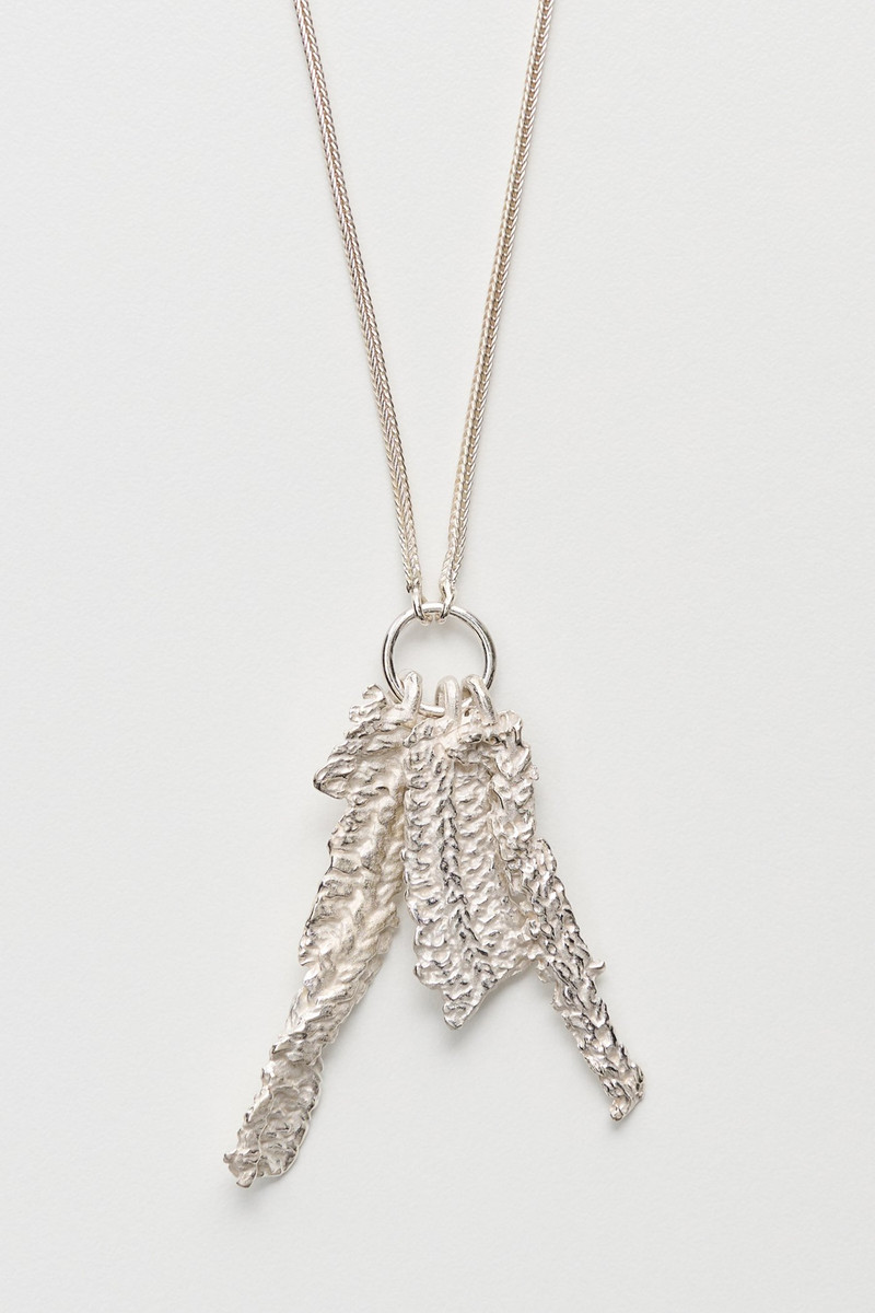 Our Legacy Casted Knit Necklace Frosted White Sterling Silver outlook