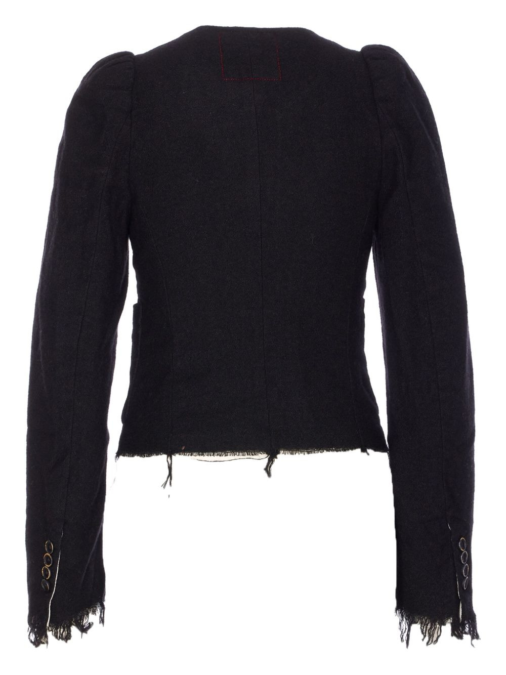 puff-sleeve frayed-hem jacket - 2