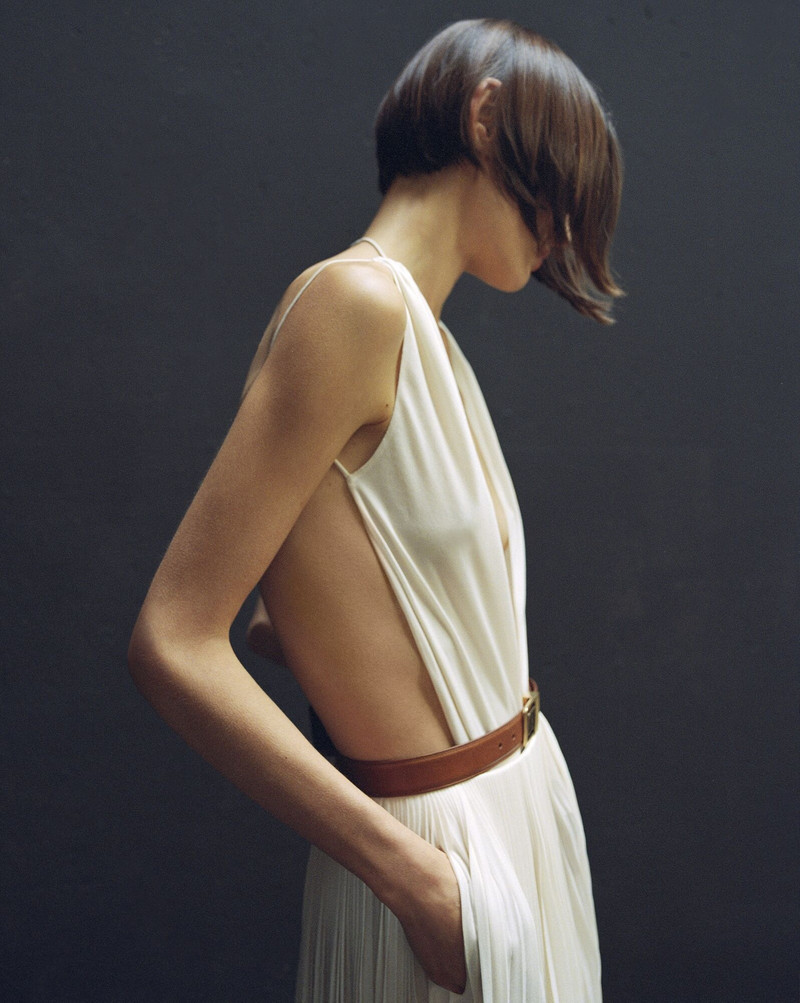 SAINT LAURENT long pleated skirt in jersey outlook