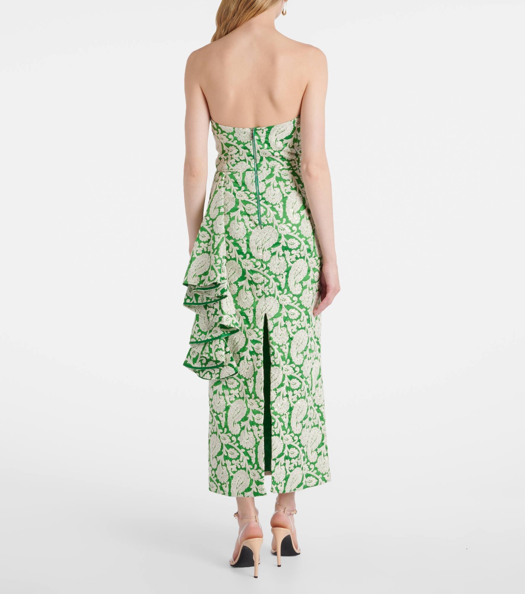 Draped paisley midi dress - 3