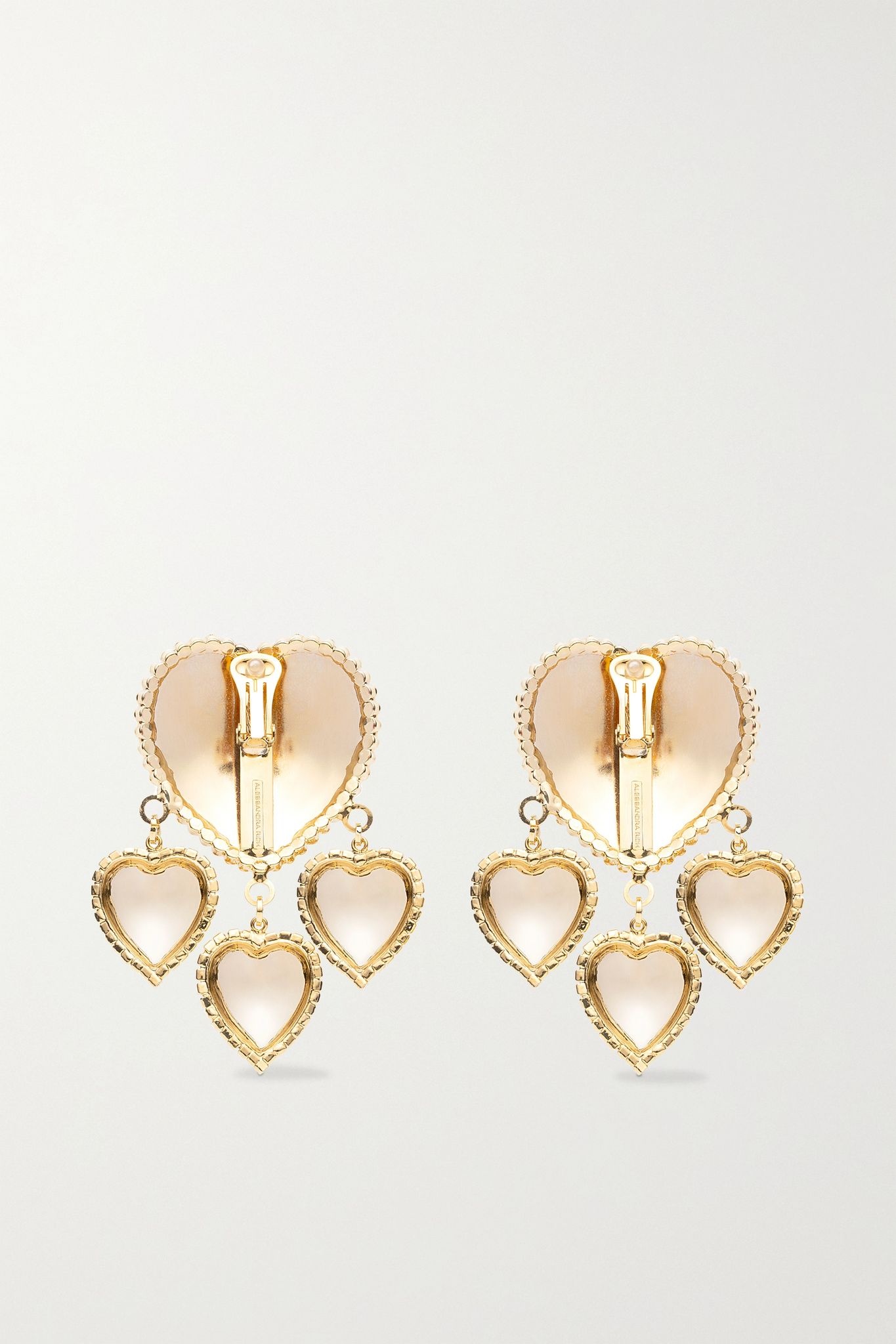 Oversized gold-plated crystal clip earrings - 3