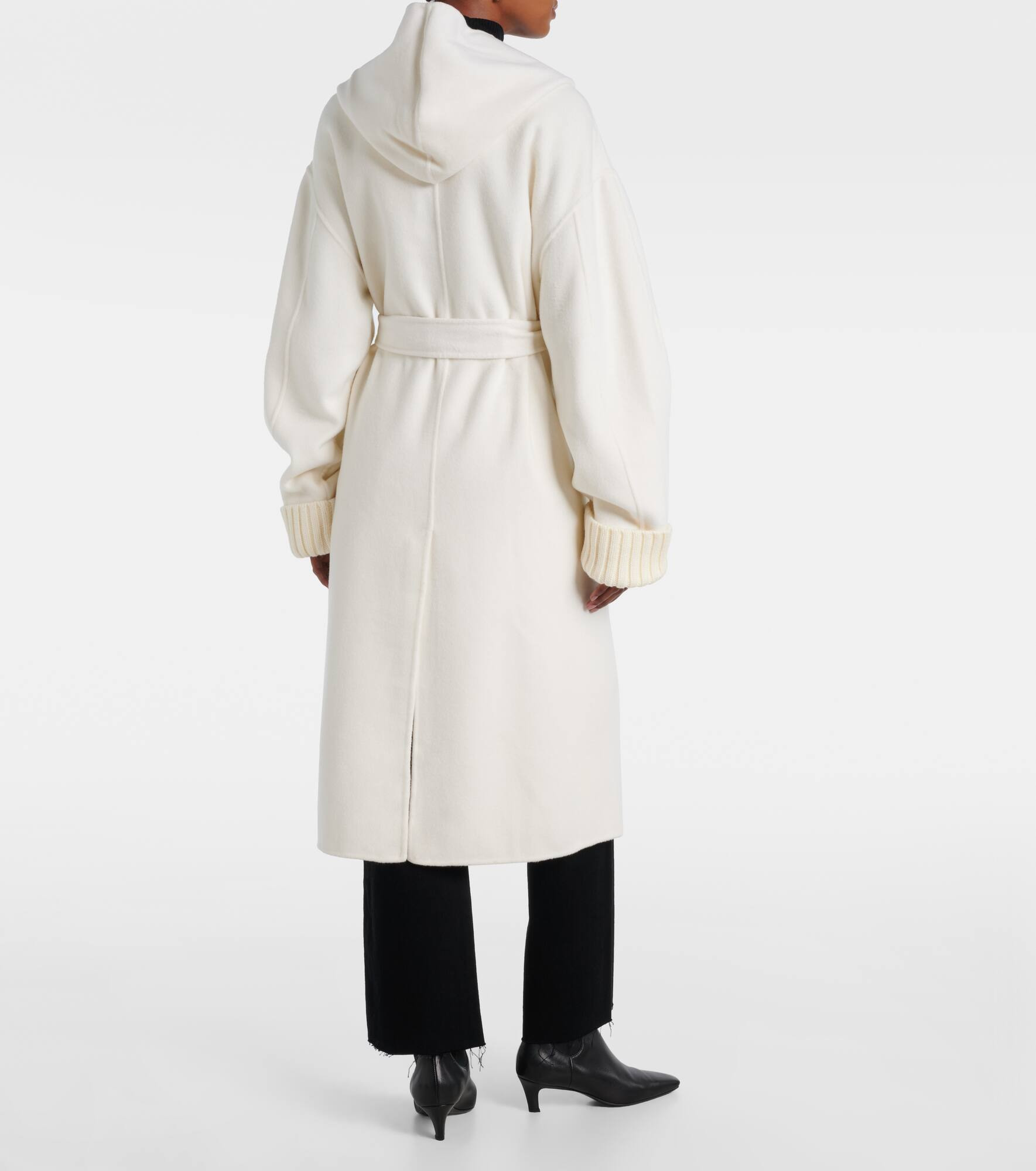 Hooded wool and cashmere coat - 3