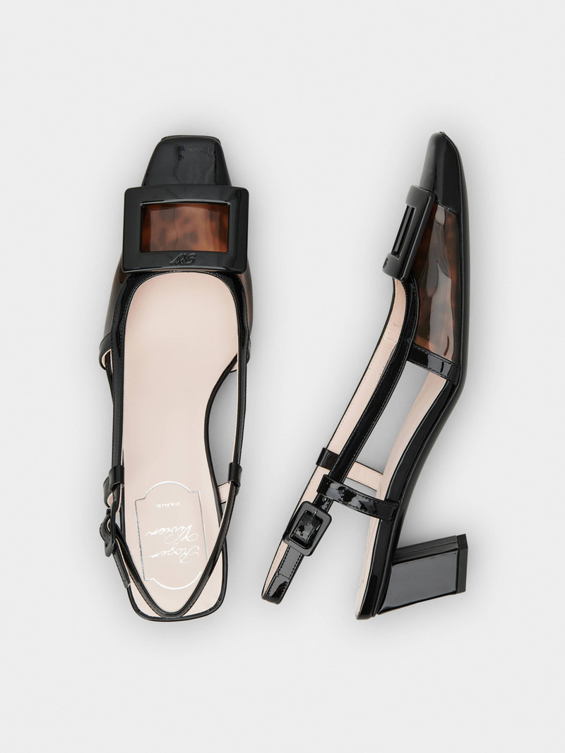 Belle Vivier Slingback Pumps in patent fabric 4