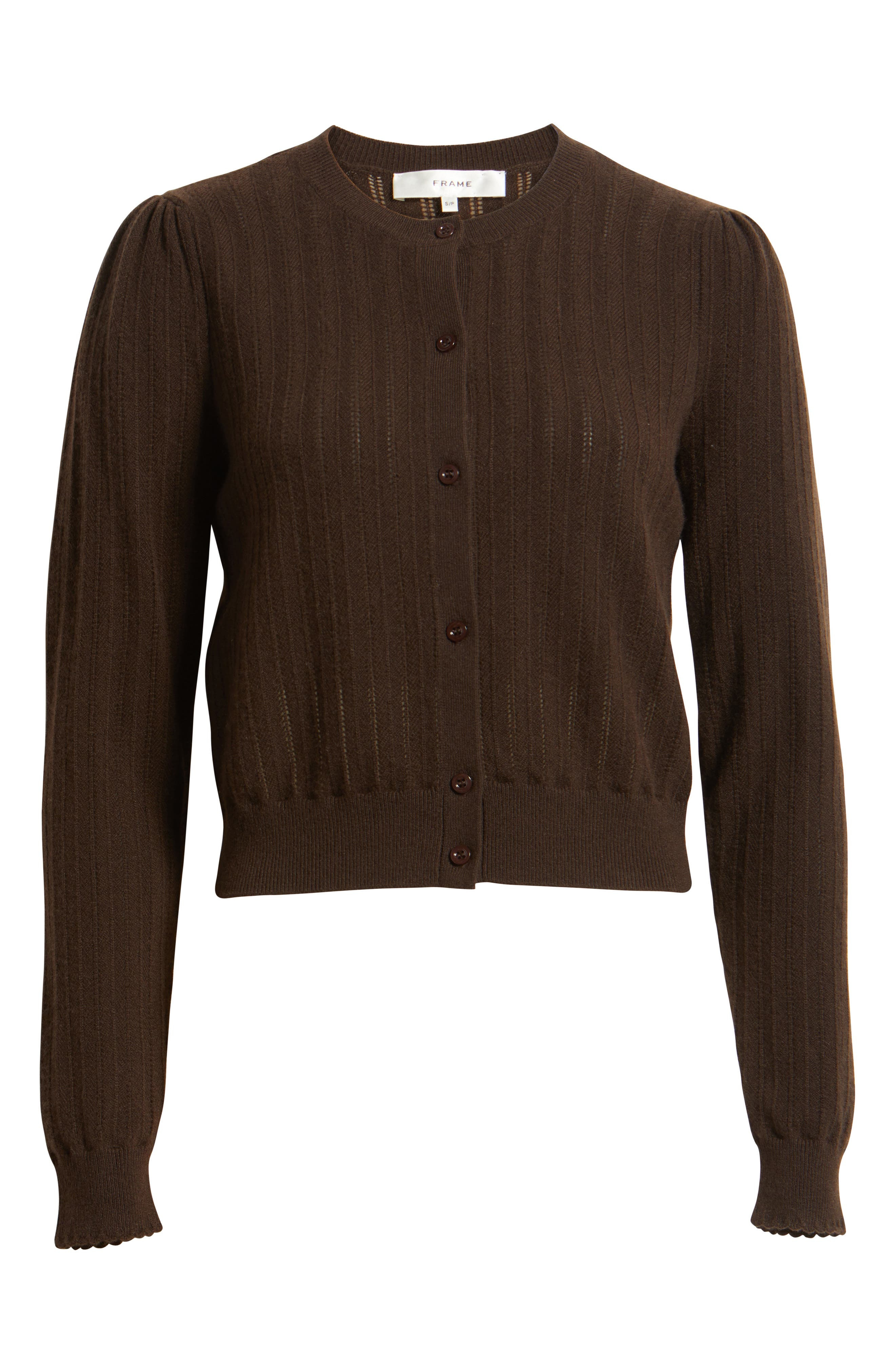 FRAME The Ladder Pointelle Cashmere Cardigan in Coffee at Nordstrom - 5