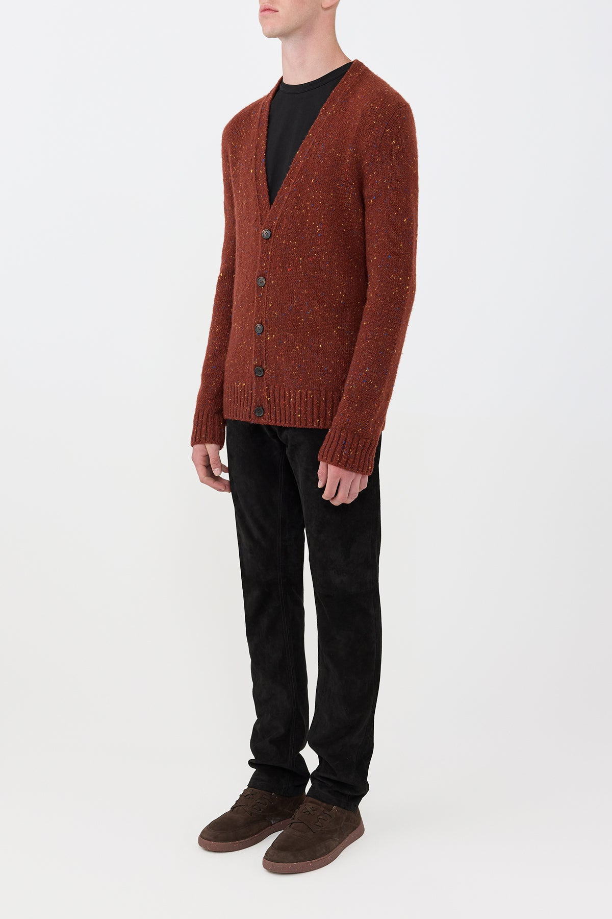 Ailis Knit Cardigan in Burnt Sienna Cashmere - 3
