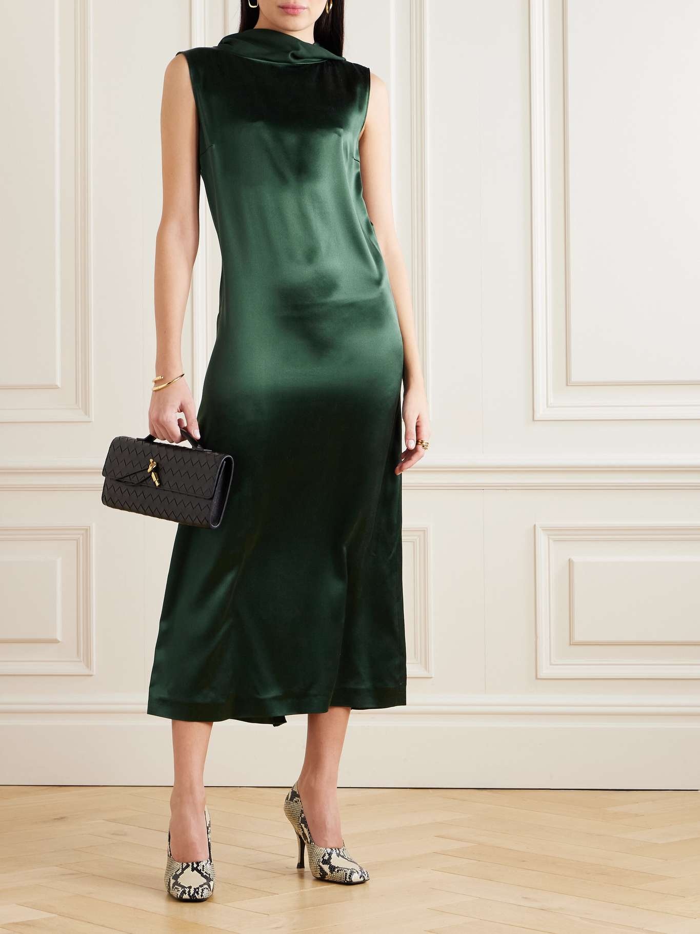 Sethie open-back silk-satin midi dress Green - 2