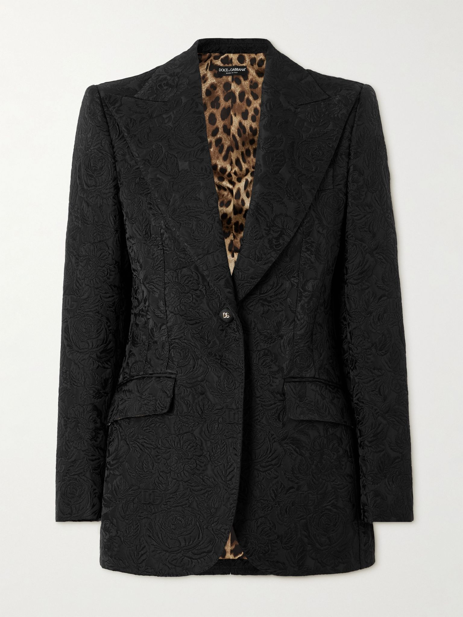 Floral-jacquard matelassé blazer Black - 1