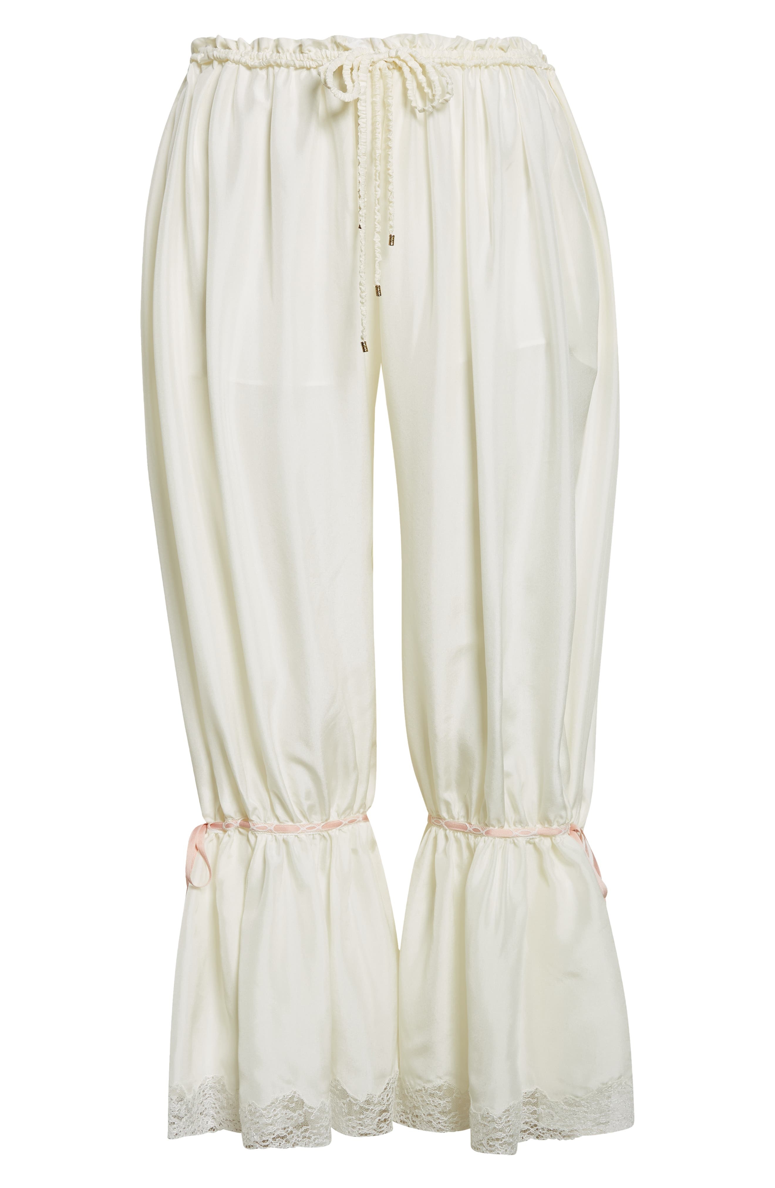 Chloé Lace Trim Silk Crop Pants in Coconut Milk at Nordstrom - 6