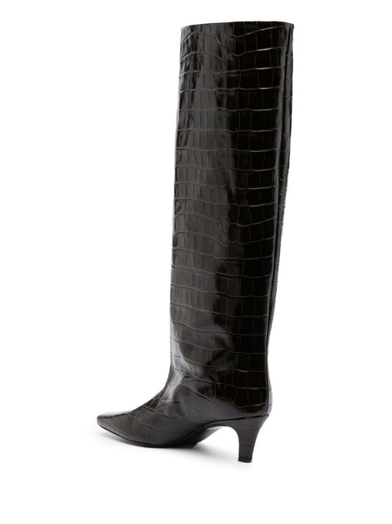 crocodile-embossed knee-high boots - 3
