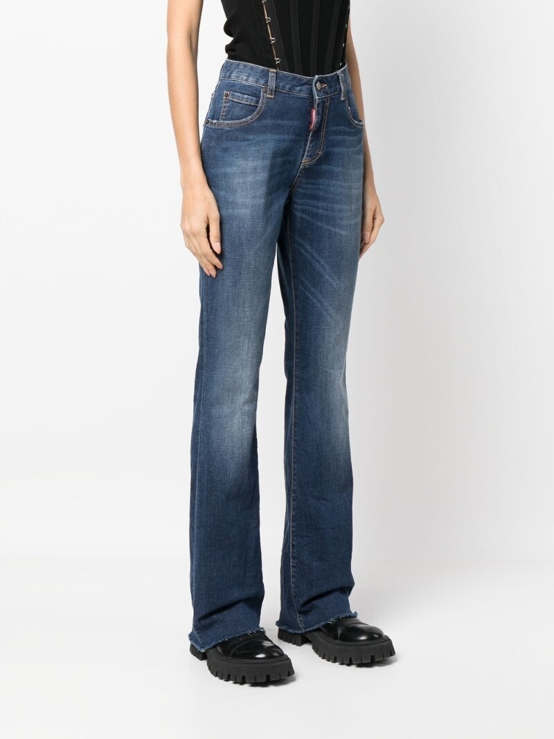 logo-patch flared jeans - 3