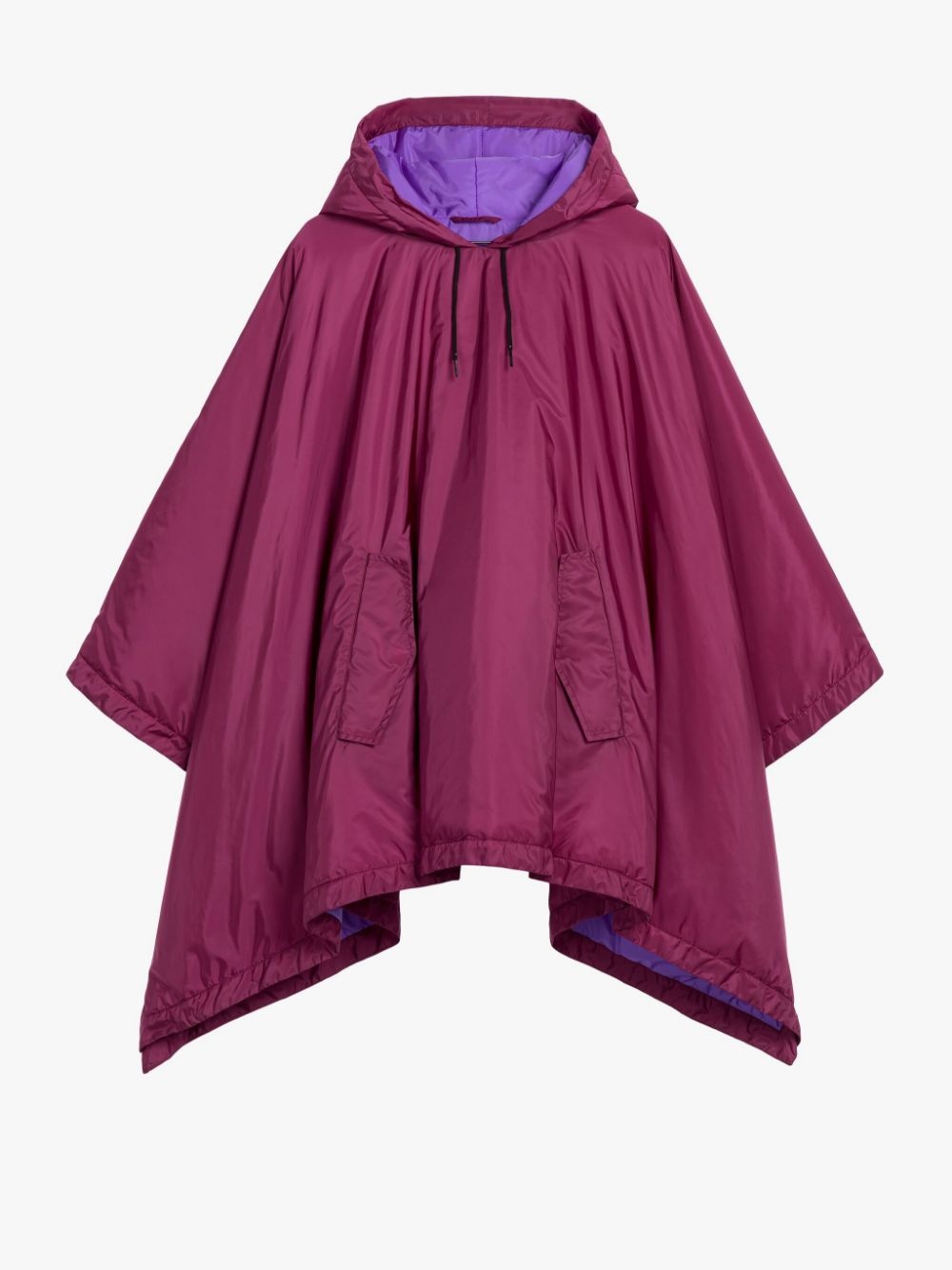 SIMA BURGUNDY NYLON HOODED PONCHO - 1