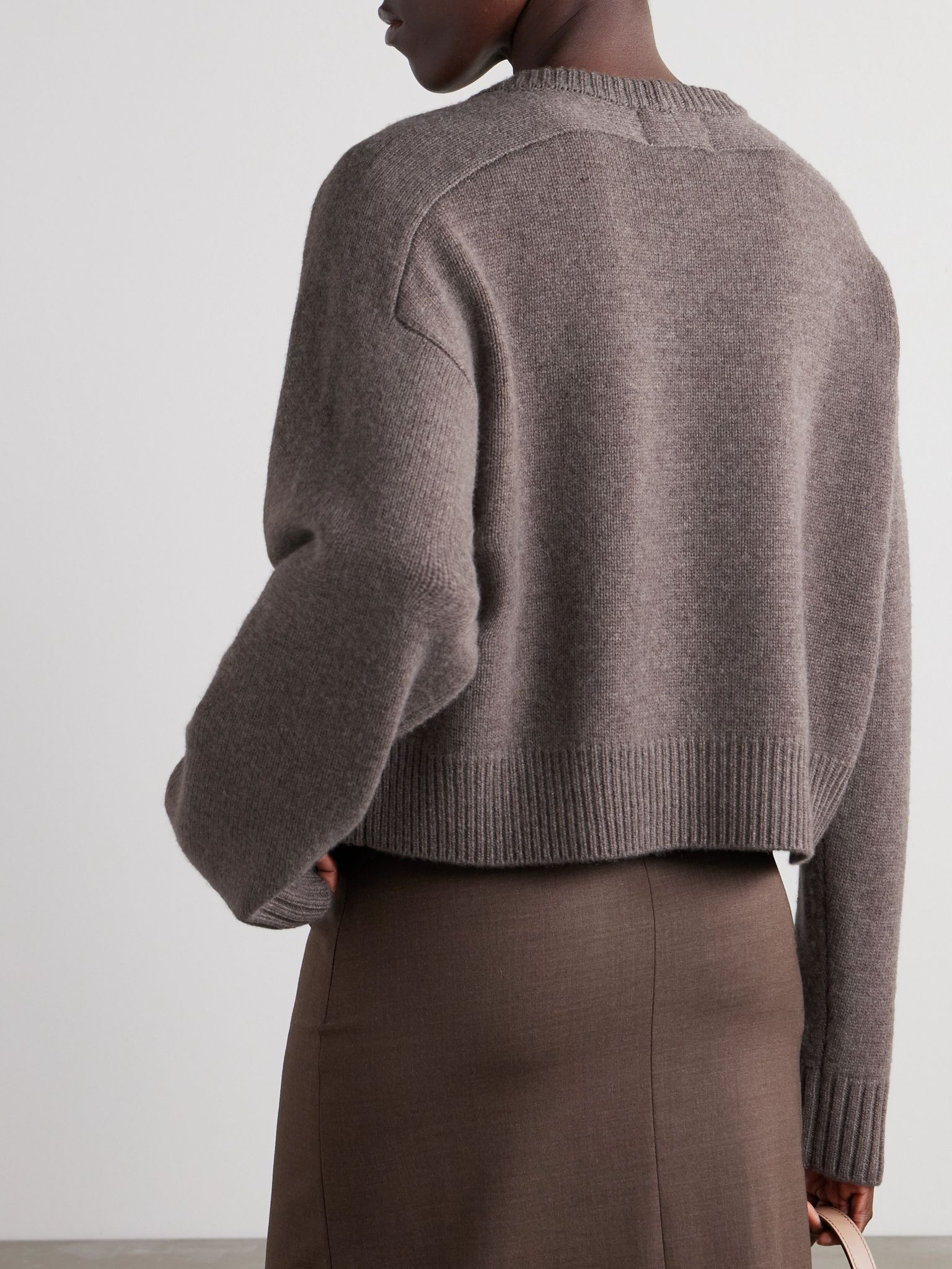 Bruzzi cropped wool and cashmere-blend sweater Taupe - 3