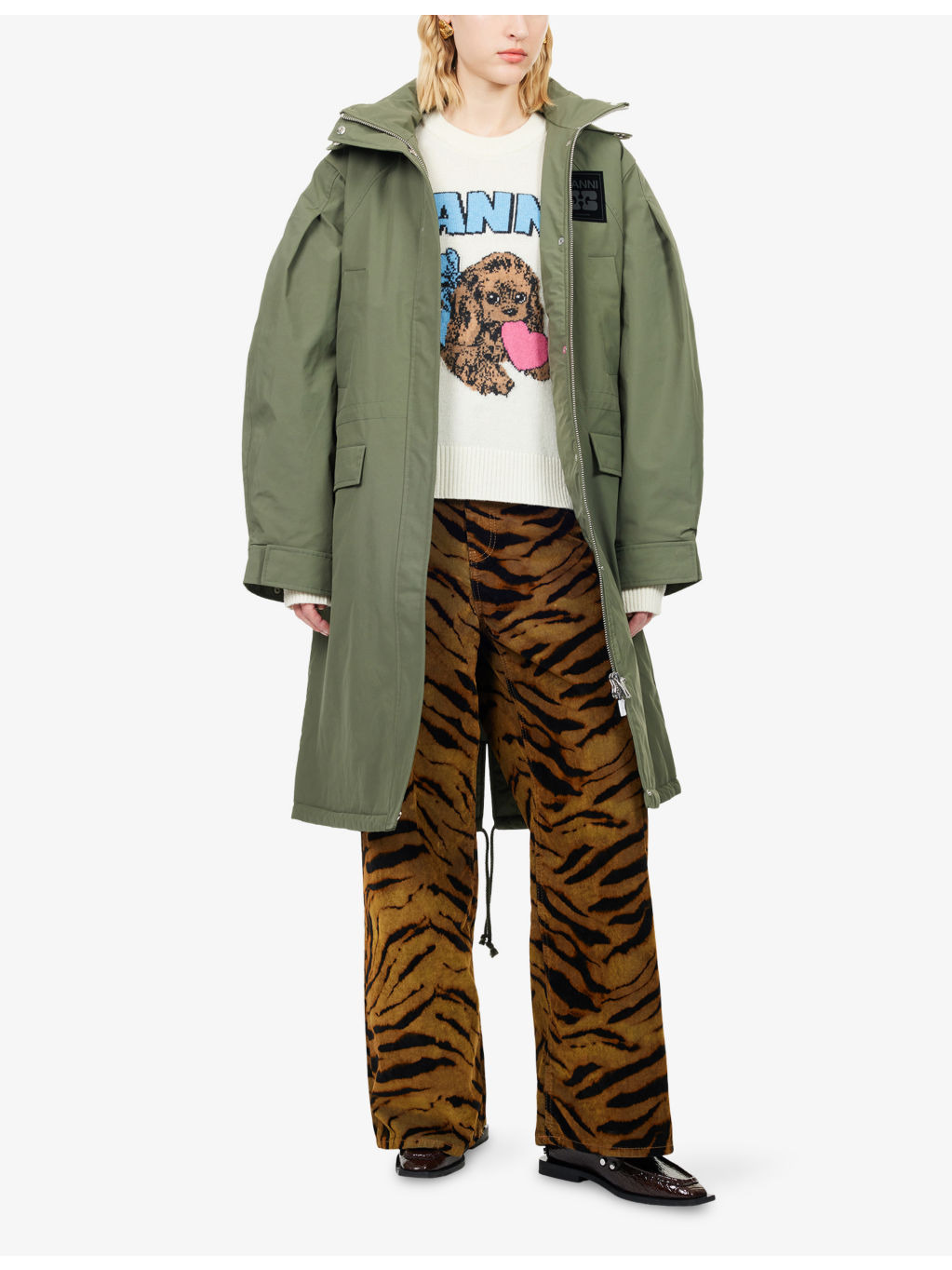 Oversized Logo-Patch Nylon Parka Coat - 2