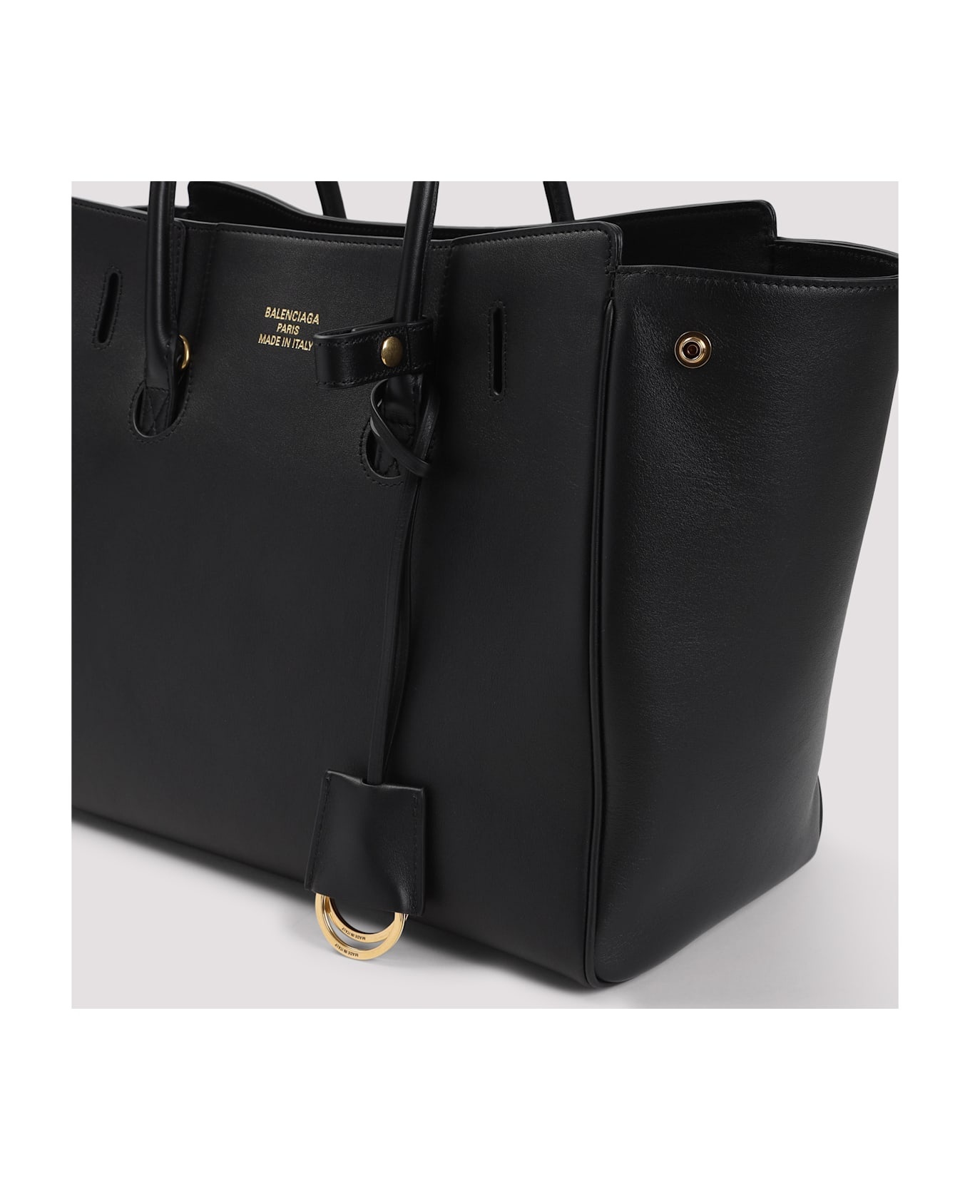 Black Leather Small Carry All Hempton Handbag - 5