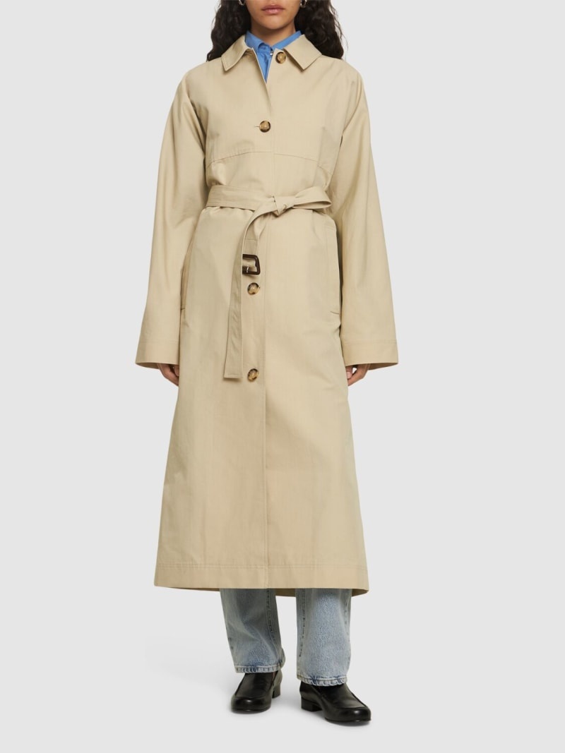 Tumbled cotton & silk trench coat - 3