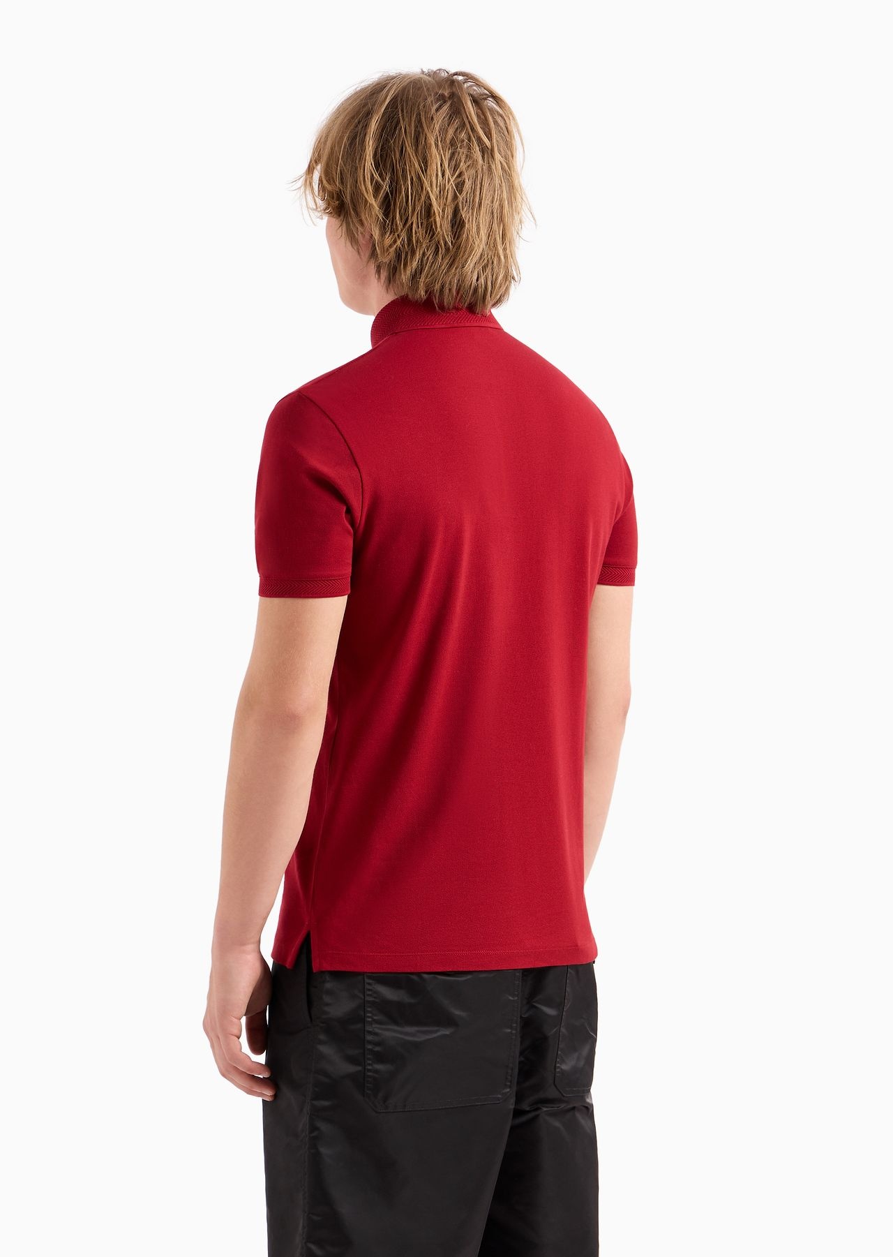 Mercerized piqué polo shirt with chevron trim - 3