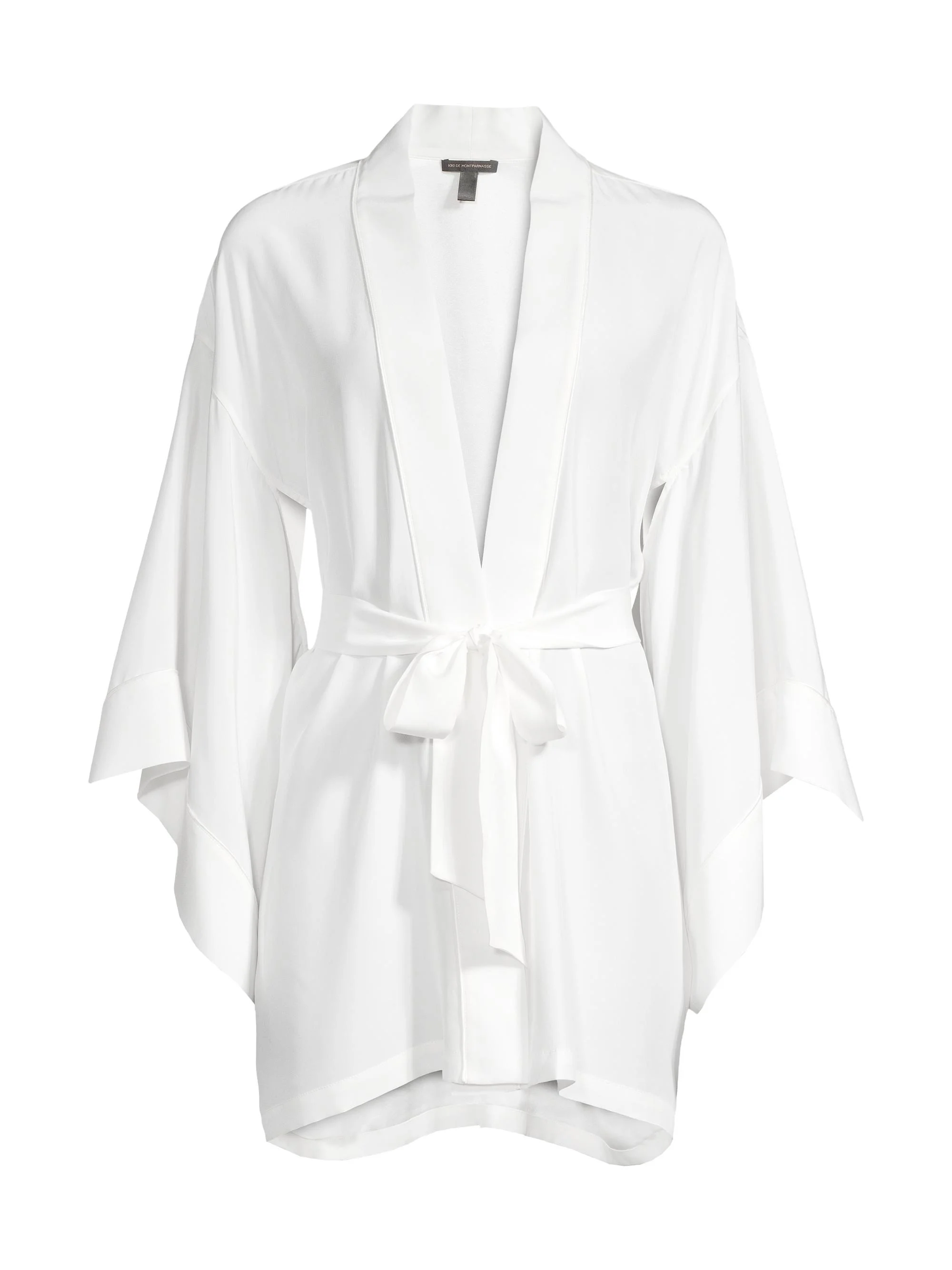 Women's Silk Kimono-Inspired Robe - Ivory - 1