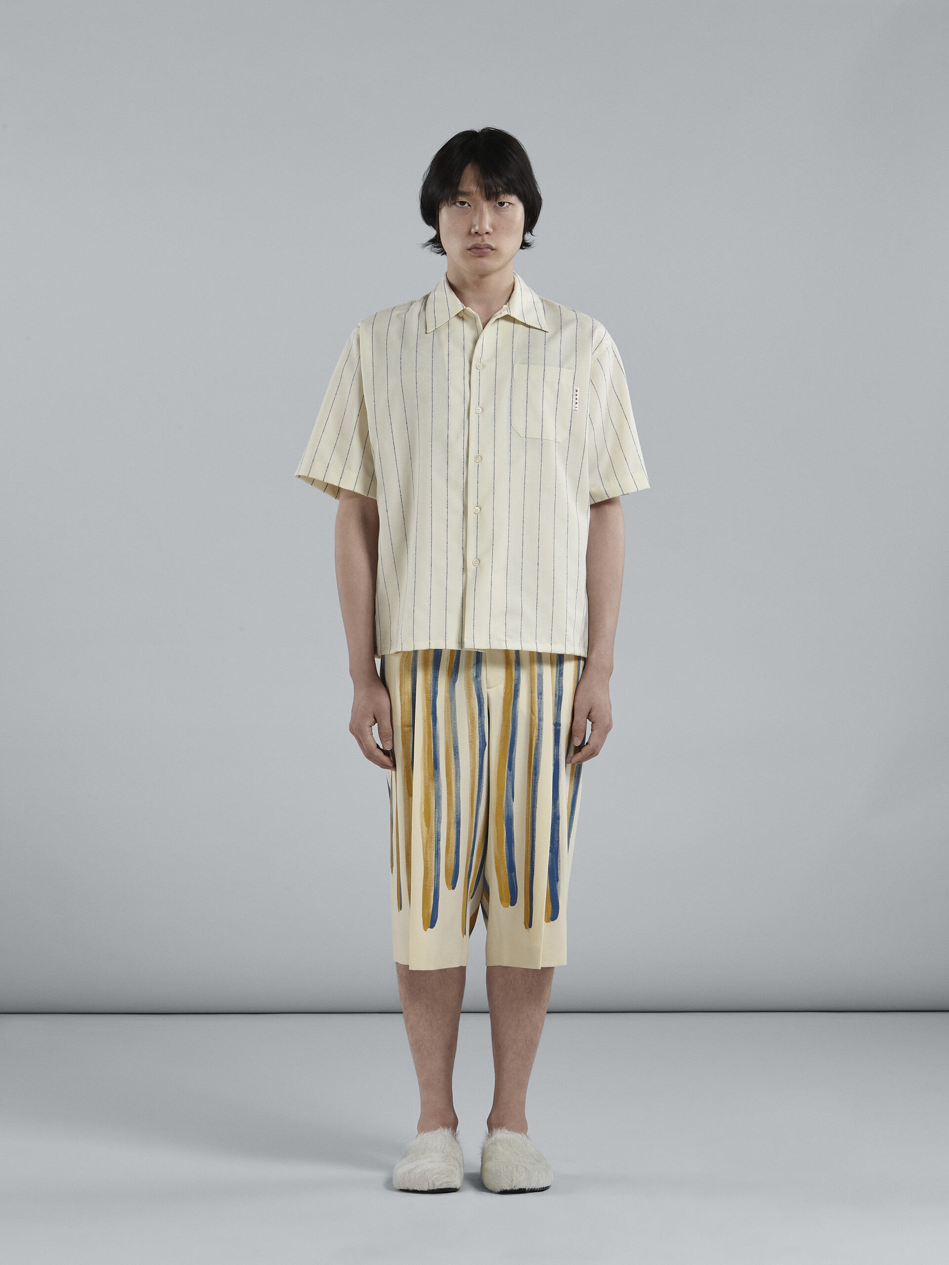 WATERCOLOUR STRIPE GRAIN DE POUDRE CROPPED PANTS - 2