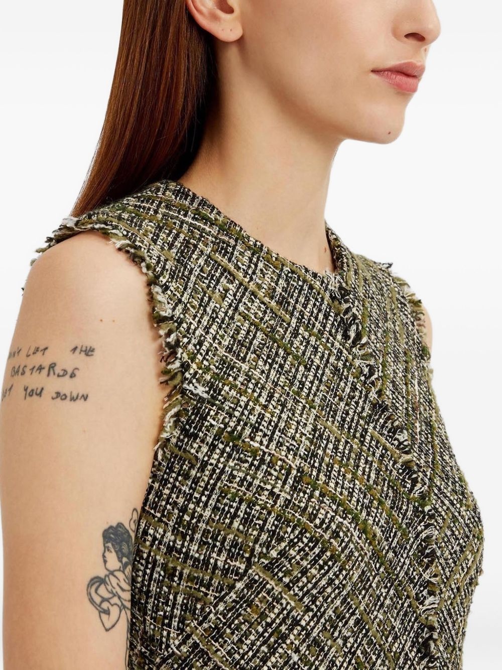 tweed sleeveless midi dress - 6
