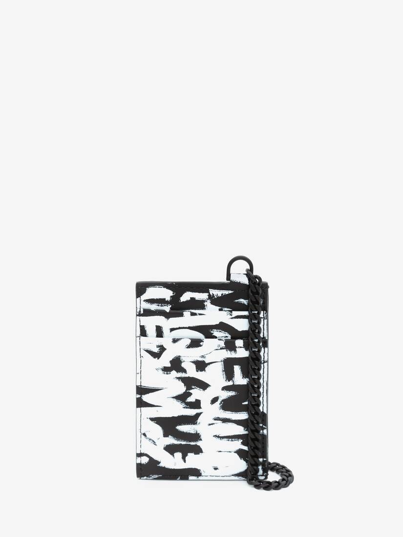 Mcqueen Graffiti Chain Card Holder in Black/white - 3