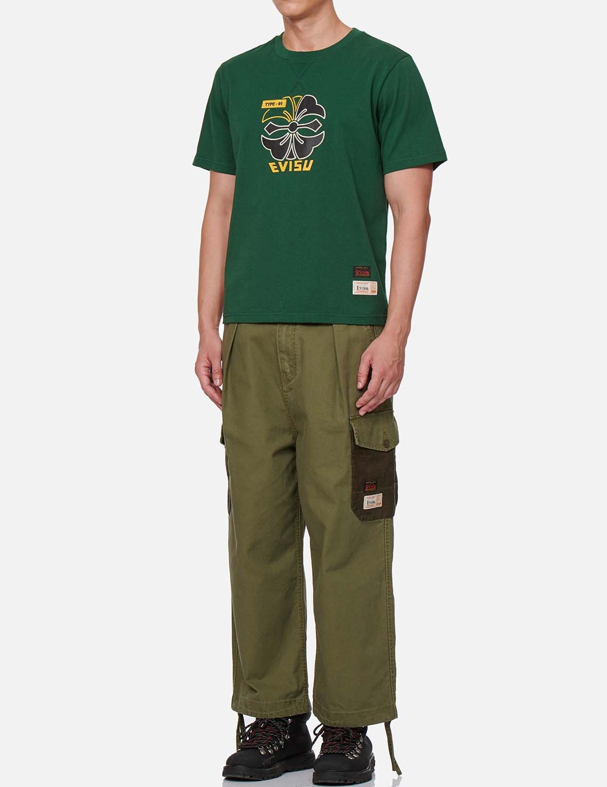 KAMON APPLIQUÉ FABRIC BLOCKING CARGO PANTS - 6