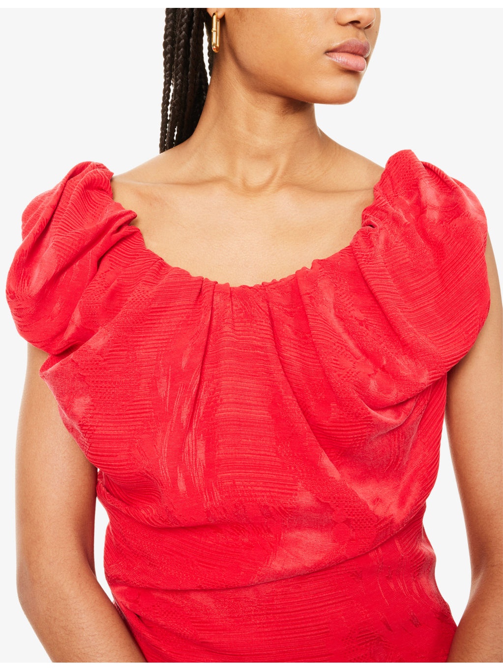 Ginnie Amber Draped Woven Midi Dress - 5