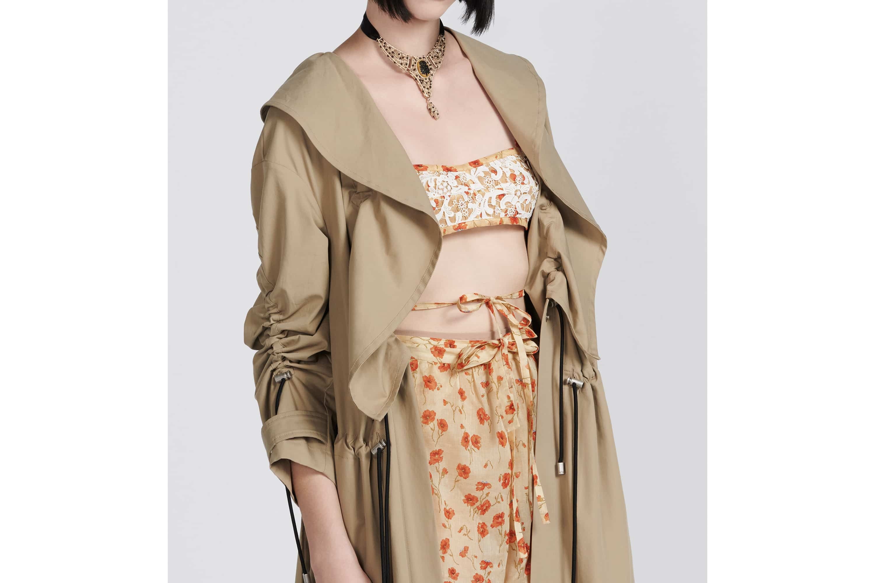Trench Coat with Ruffles - 5