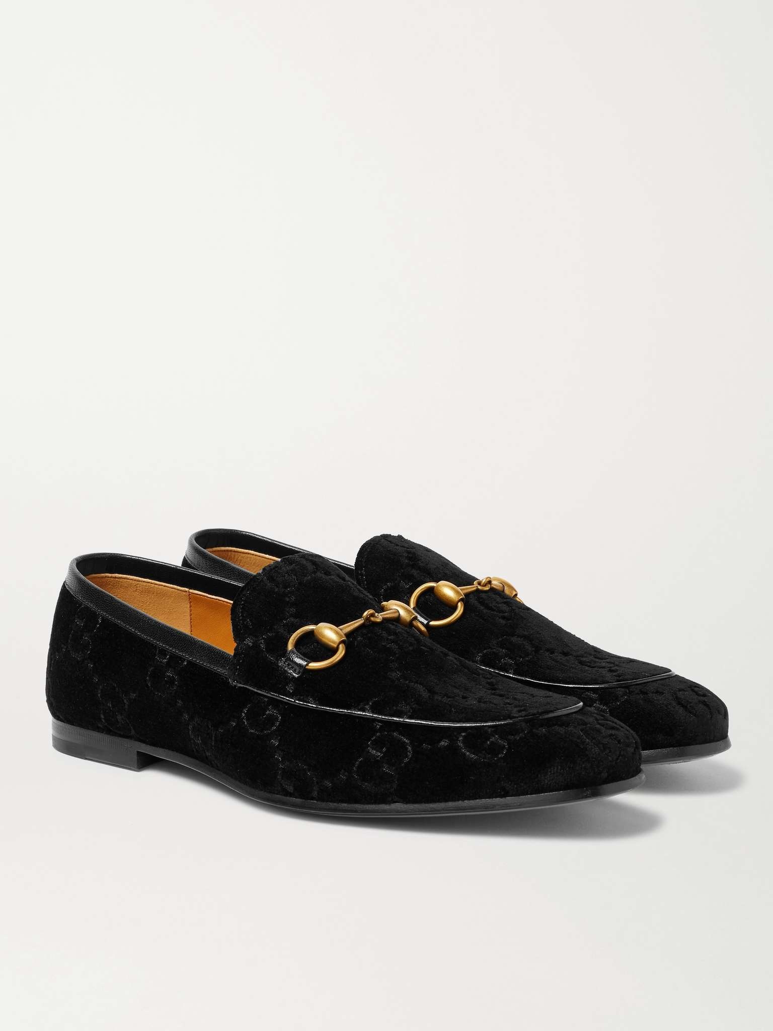 Jordaan Horsebit Leather-Trimmed Logo-Embroidered Velvet Loafers - 4