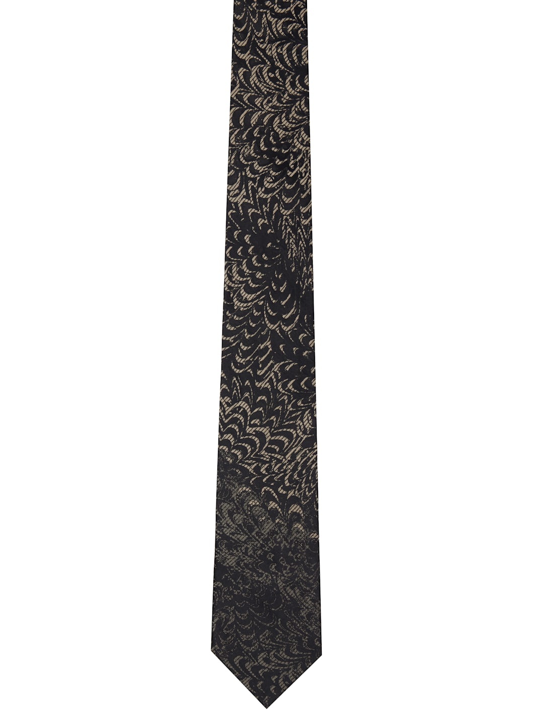 Black & Beige 'Paste Paper' Printed Silk Tie - 1