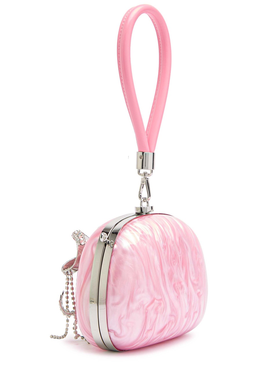 Self-portrait Bow Crystal-embellished Pearlescent Clutch - 2