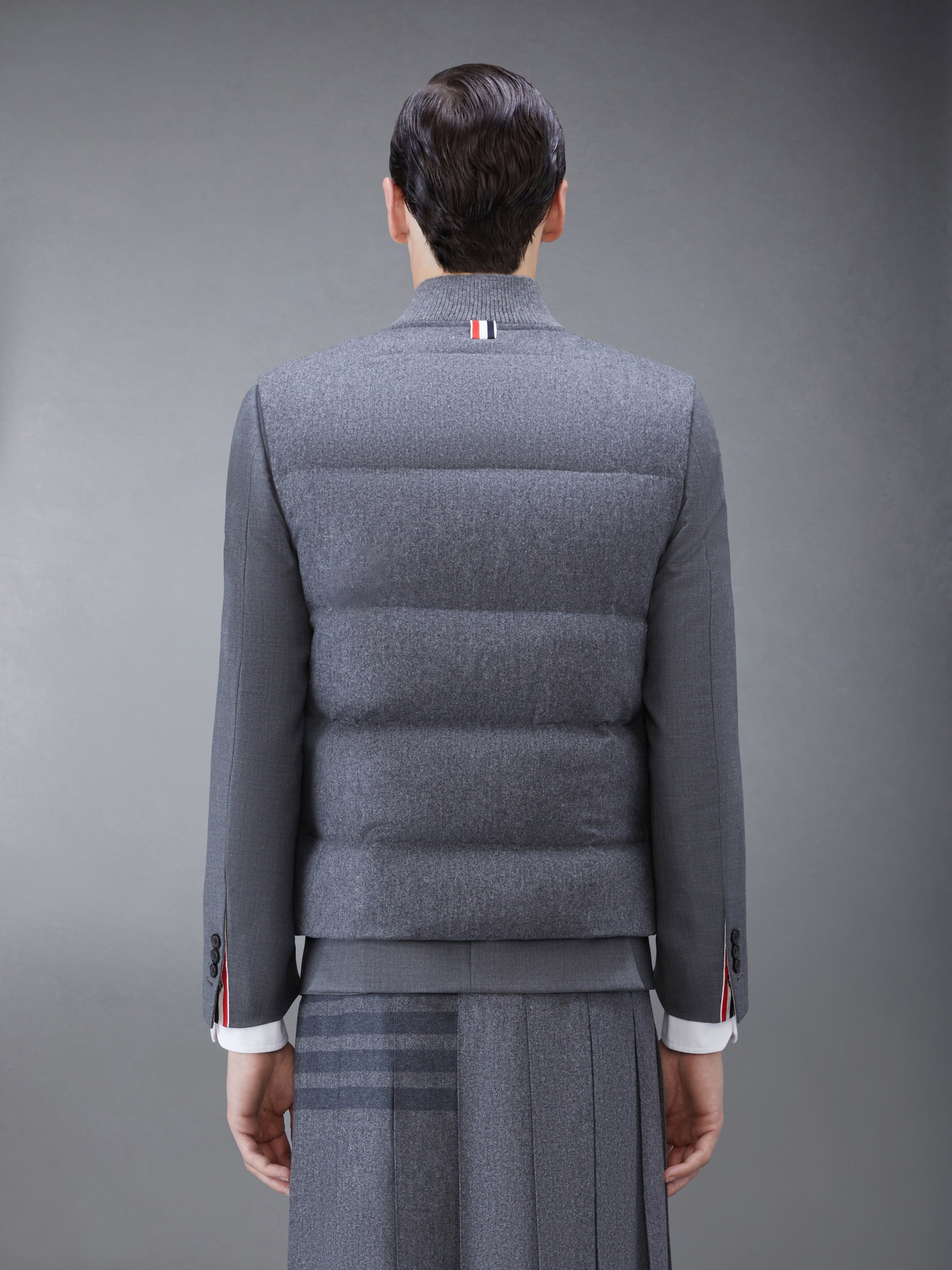 Medium Grey Flannel Down Filled 4-Bar Vest - 2