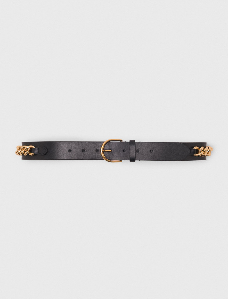 Leather belt with chain details 1