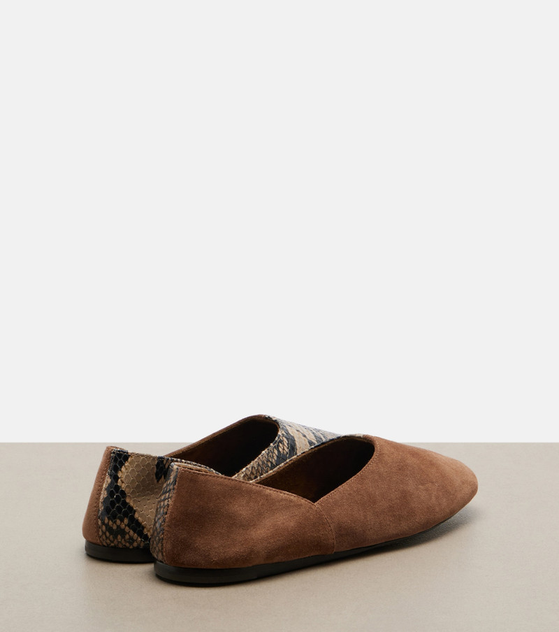KHAITE Jane snake-effect leather and suede ballet flats outlook