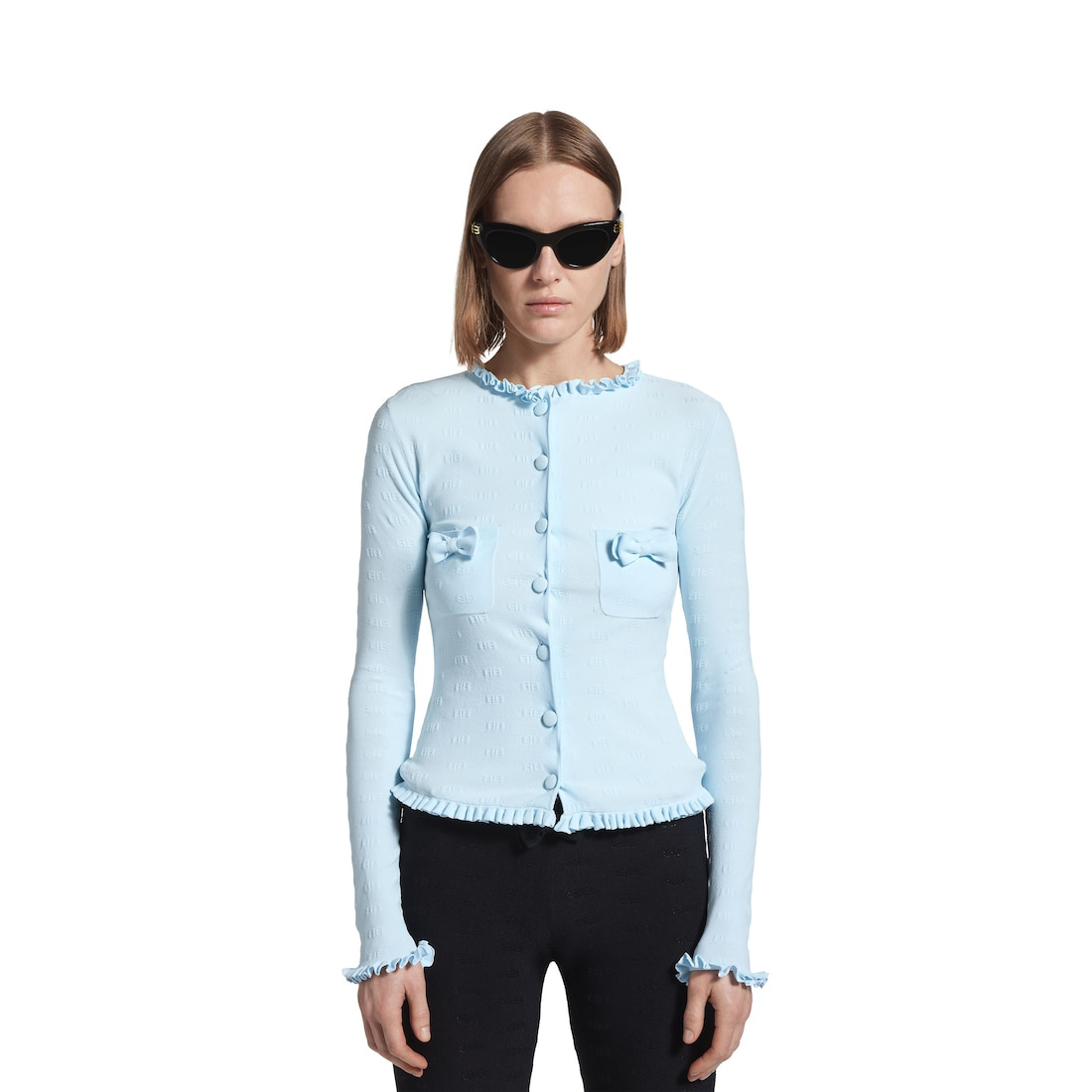 Women's Fitted Cardigan in Light Blue - 5