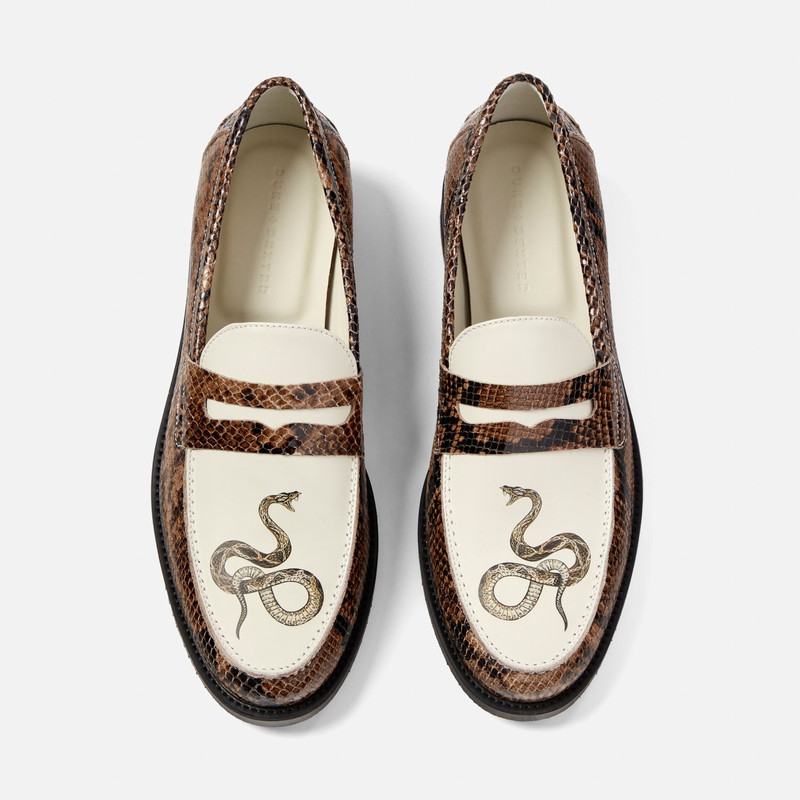 DUKE + DEXTER Wilde Snake + White Penny Loafer - Men's outlook