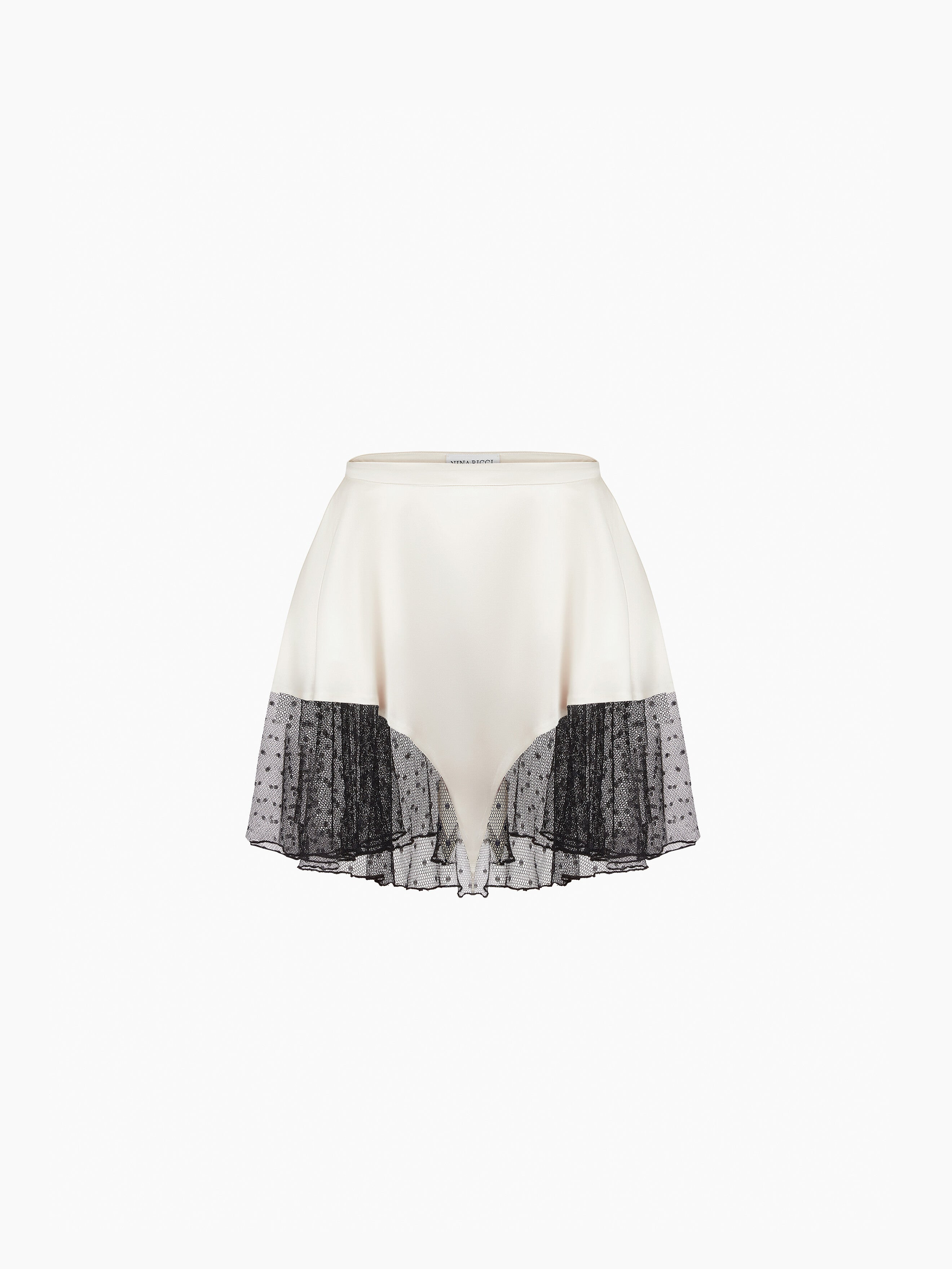 Cream Mini Satin Skirt - 5
