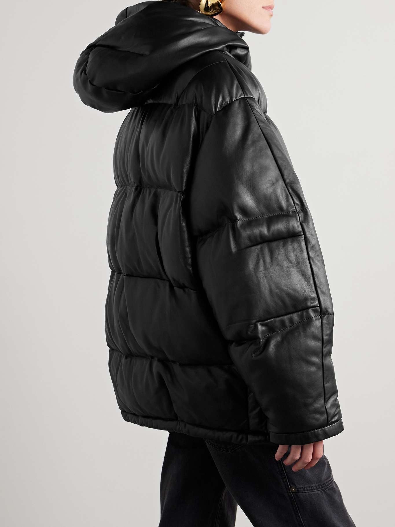 Kelori hooded padded quilted leather coat - 4