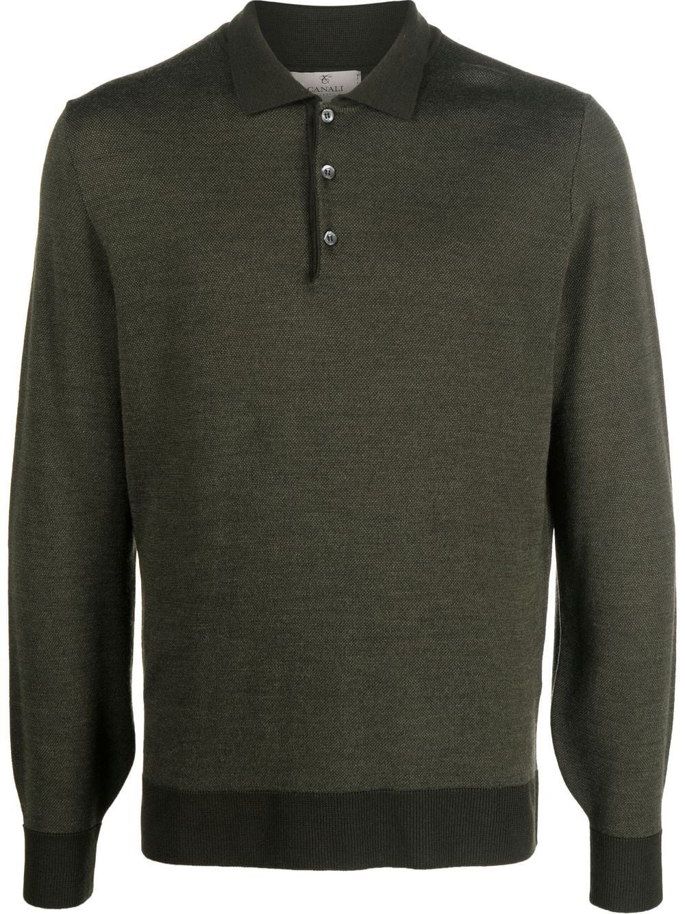 long-sleeve wool polo shirt - 1