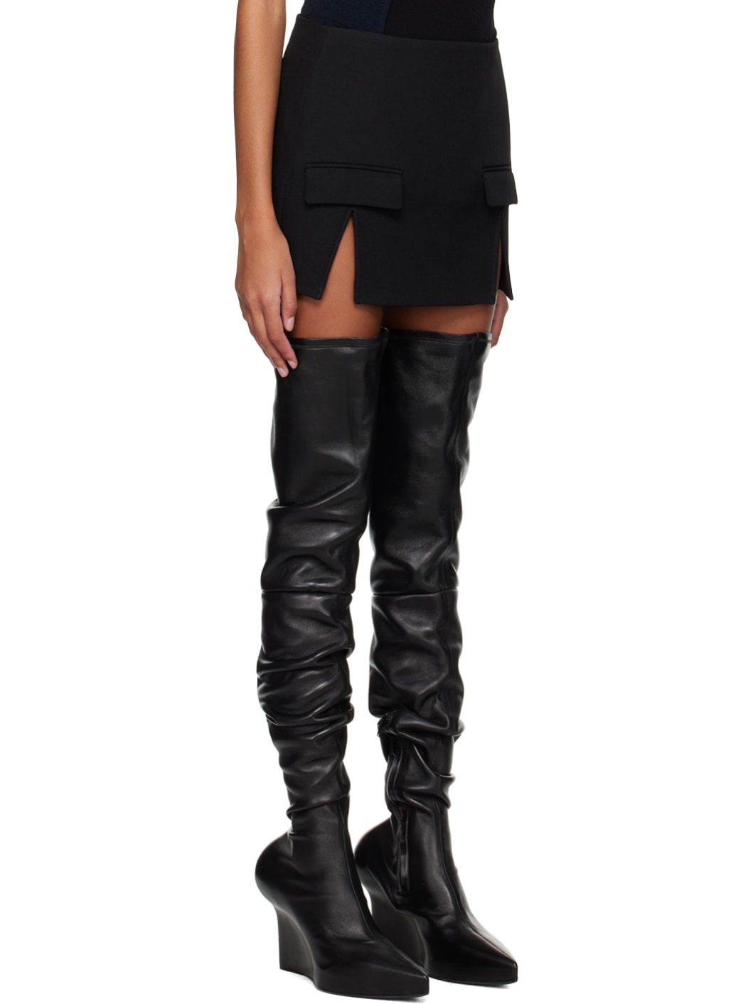Black Split Hem Miniskirt - 2