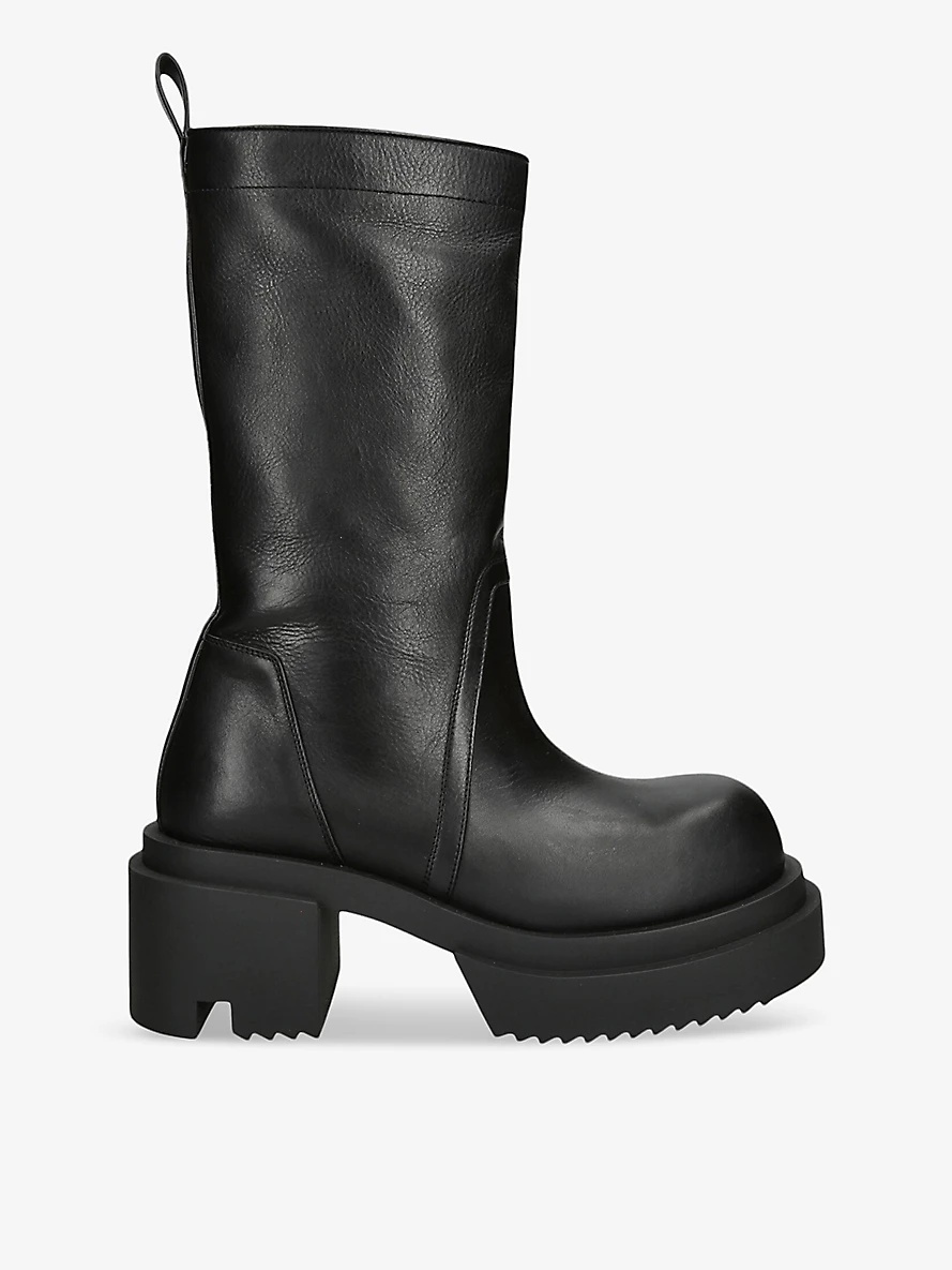 Rick Owens Pull On Bogun leather heeled knee-high boots