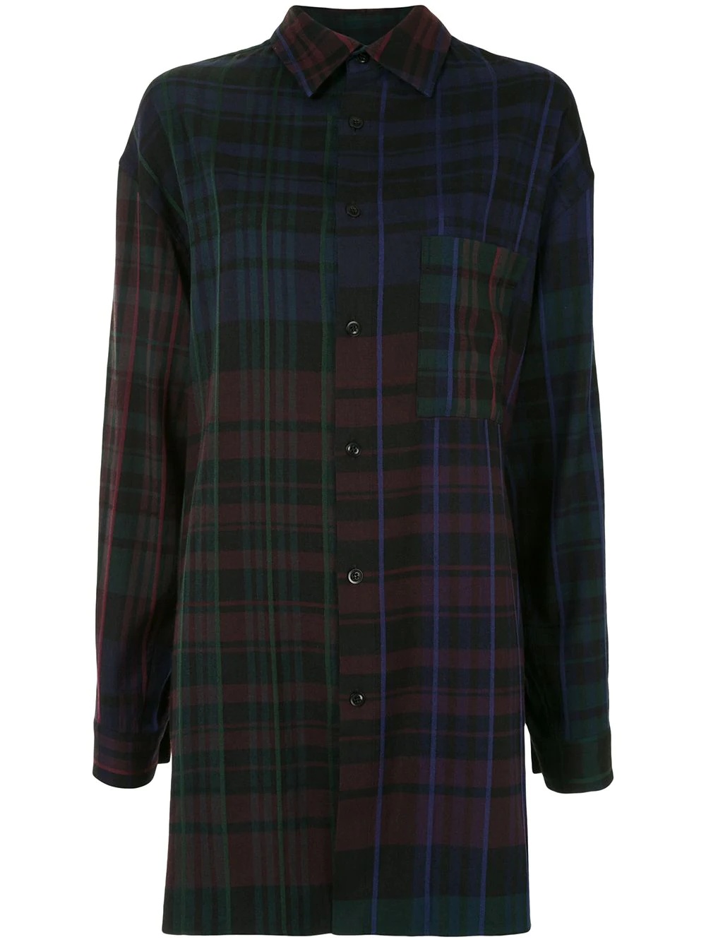 long-line check shirt - 1