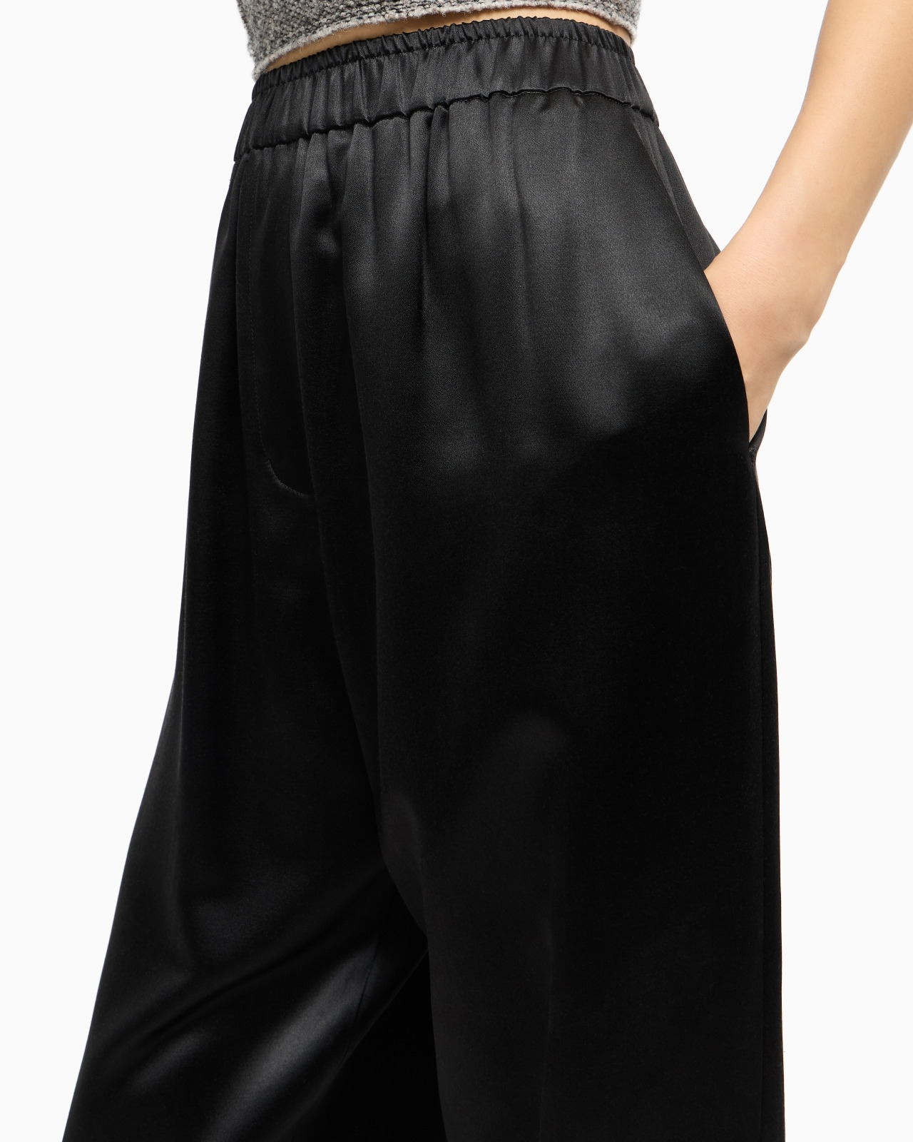 STRAIGHT-CUT TROUSERS IN TUSSAH SILK SATIN - 5