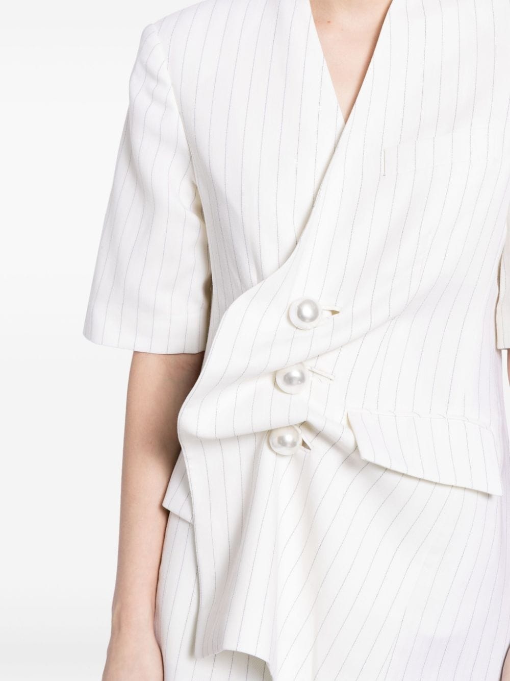 gathered short-sleeved blazer - 5