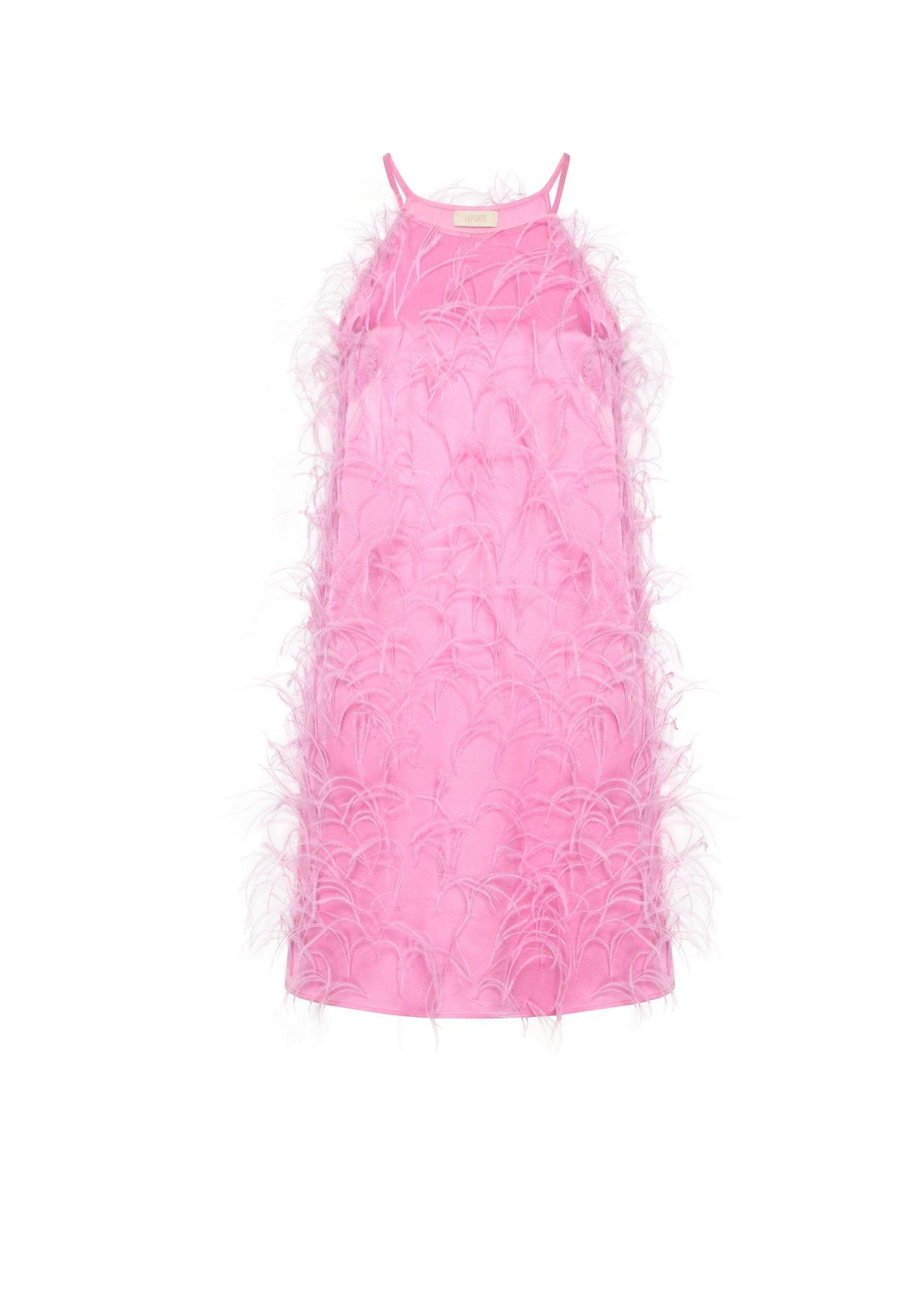 Satin Feather Embroidery Mini Dress - 1