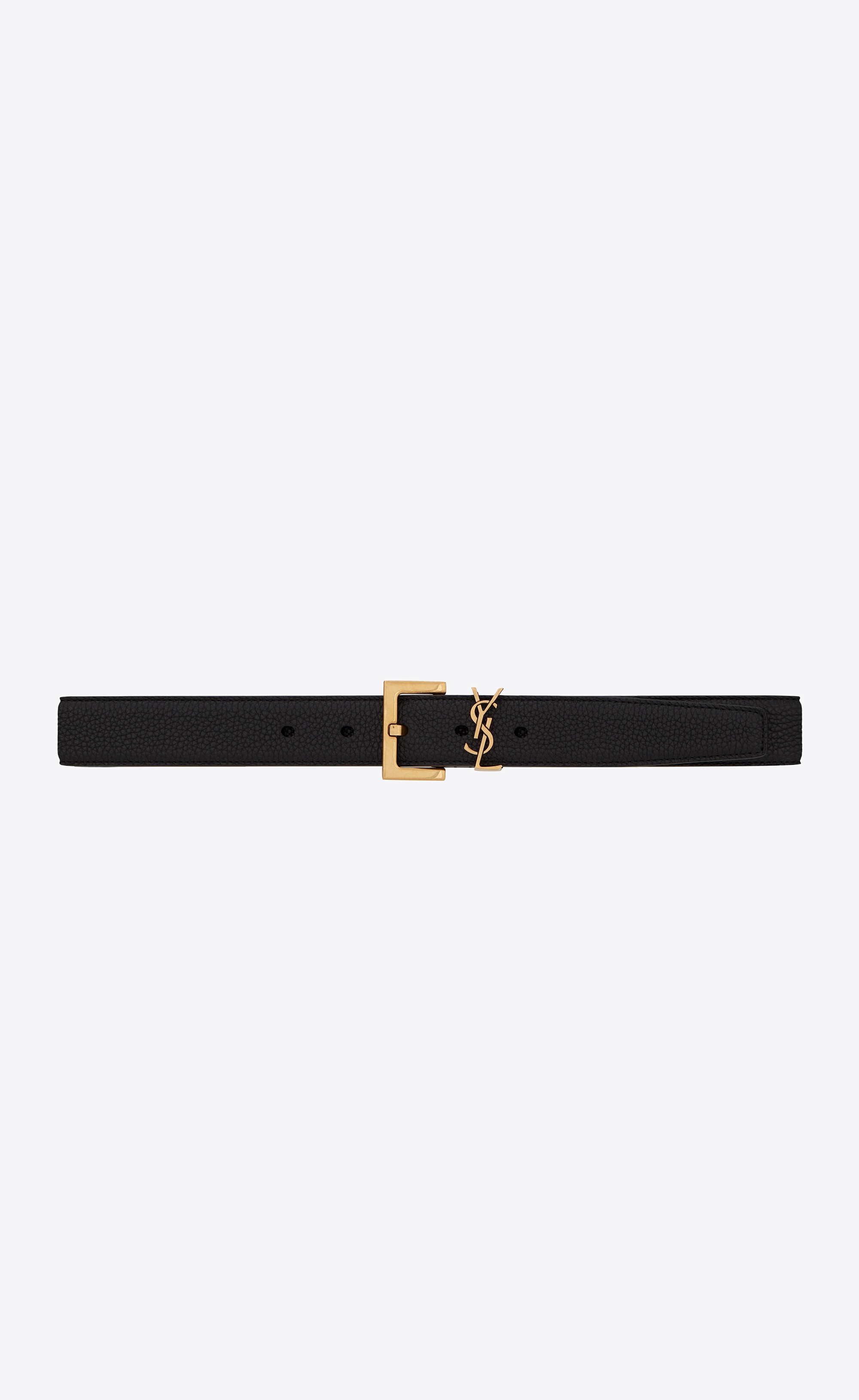 monogramme belt with square buckle in grained leather - 1