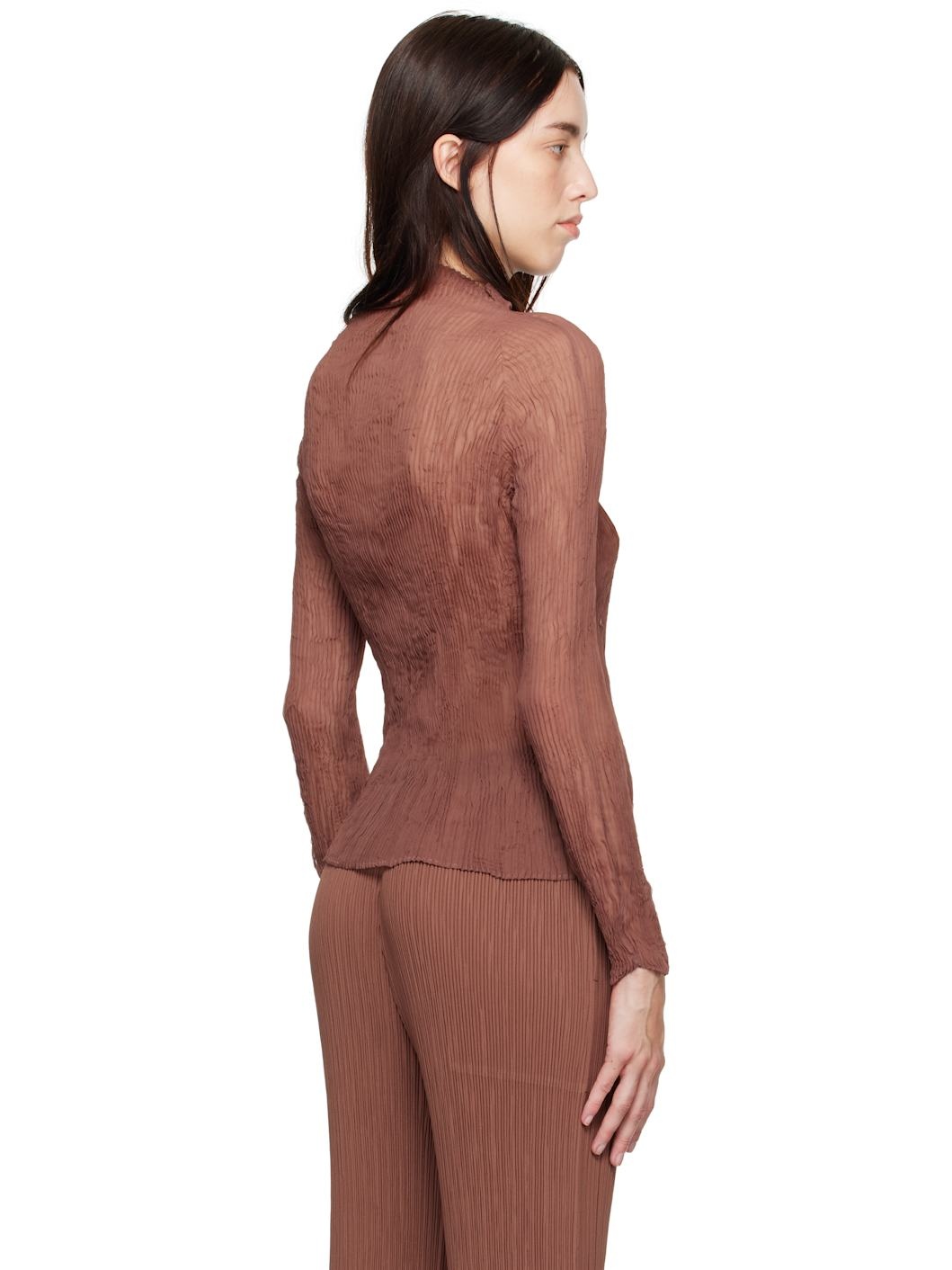 Brown Chiffon Twist 2 Turtleneck - 3