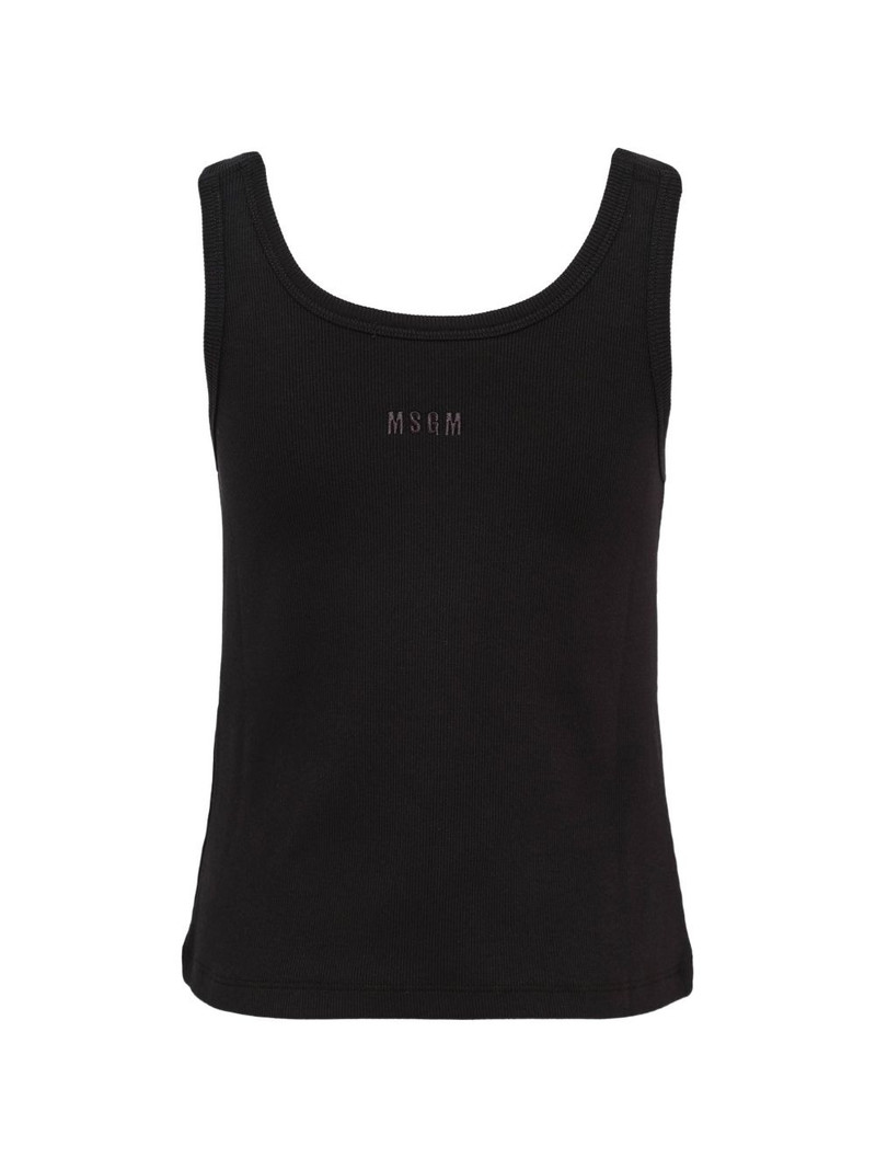 MSGM button-detail ribbed tank top outlook