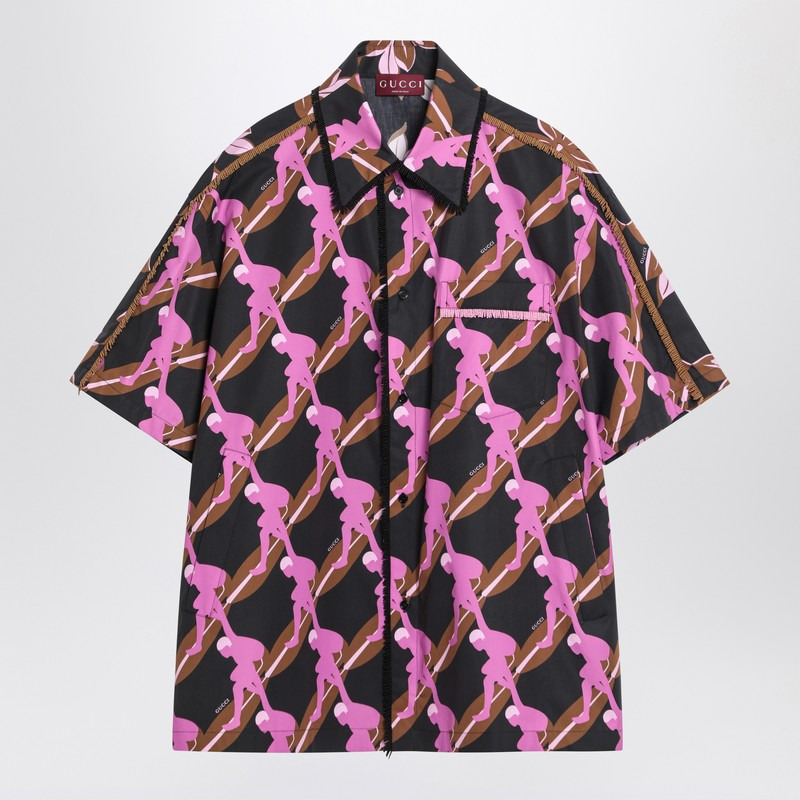 Gucci Brown/Purple Printed Cotton Shirt Men - 1